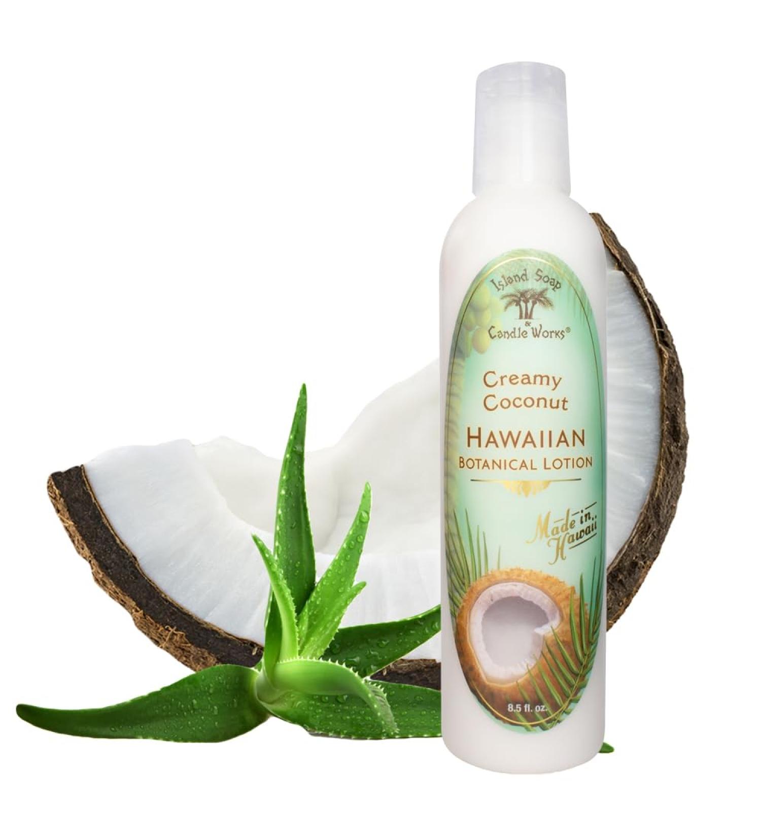 Island Soap and Candle Works Botanical Coconut Scented Body Lotion for Men and Women - Paraben Free Body Moisturizer - Hydrating Hawaiian Skincare - Creamy Coconut - 8.5 Fl Oz. Bottle 8.5 Fl Oz (Pack of 1) Creamy Coconut - Buy Online on GoSupps.com