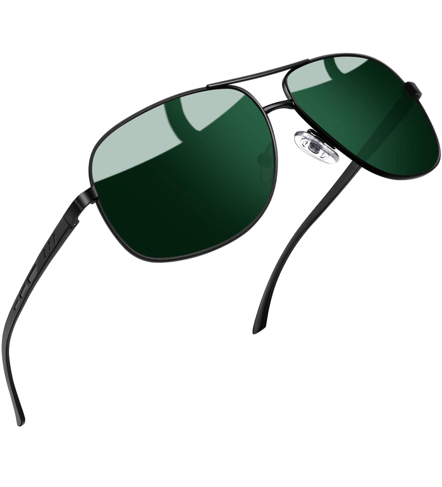 Joopin Polarised Al-Mg Metal Sunglasses | UV Protection for Men & Women | Double Bridge Aviation Design | Ideal for Driving | Black Frame G15 Lens - Buy Online on GoSupps.com