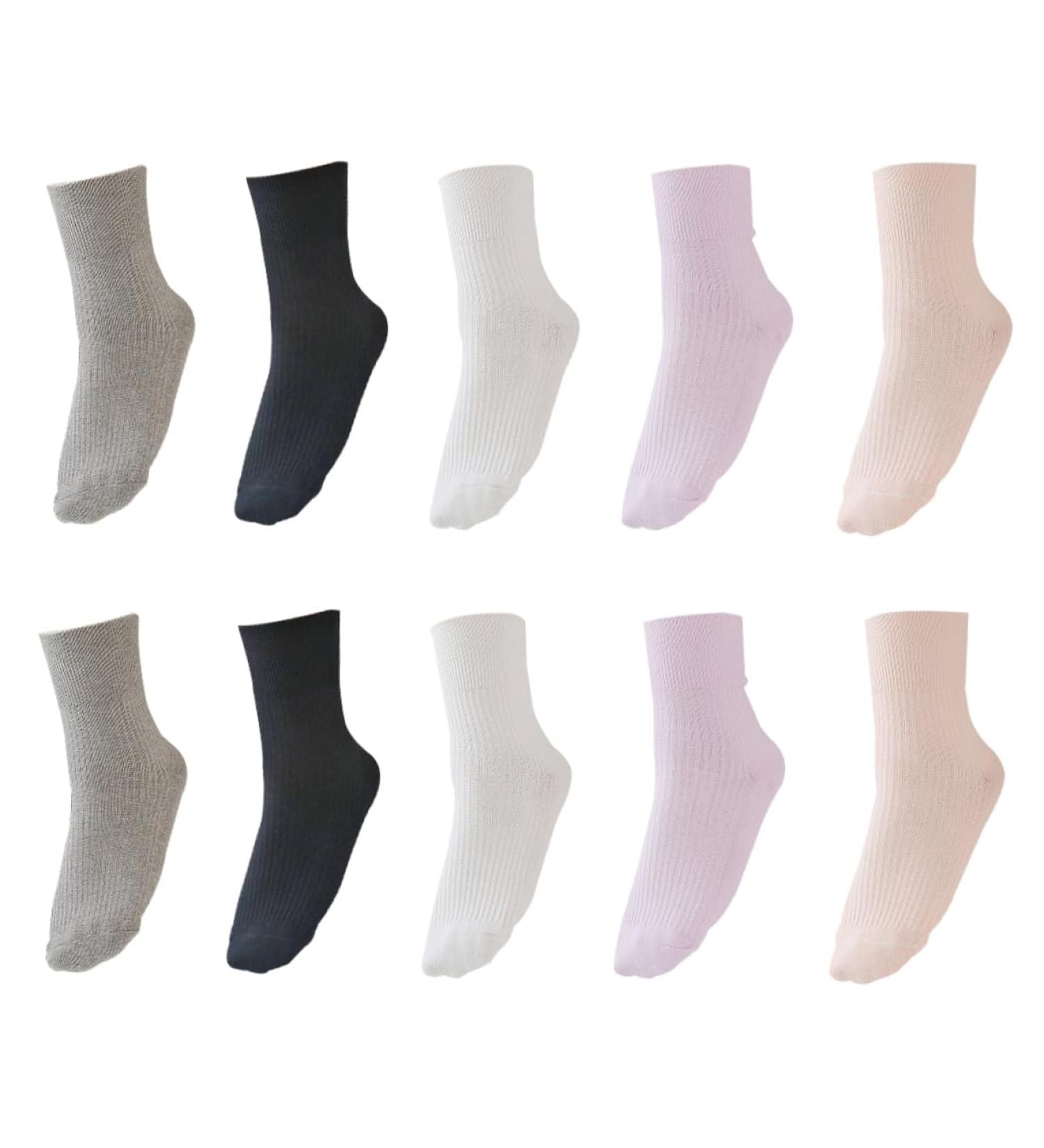 Healifty Diabetic Care Socks - 5 Pairs | Non-Skid Knit Slipper Socks for Men and Women | Gripper Socks for Elderly, Pregnant Women, and Nursing | Cotton Durable Calf-Length Socks - Buy Online on GoSupps.com