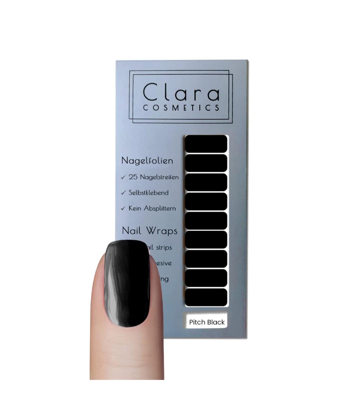 Original Clara Cosmetics Nail Polish & Self-Adhesive Nail Foils - Test Winner 2022 25 Foils Up to 4 Applications Trendy Pitch Black - Buy Online on GoSupps.com