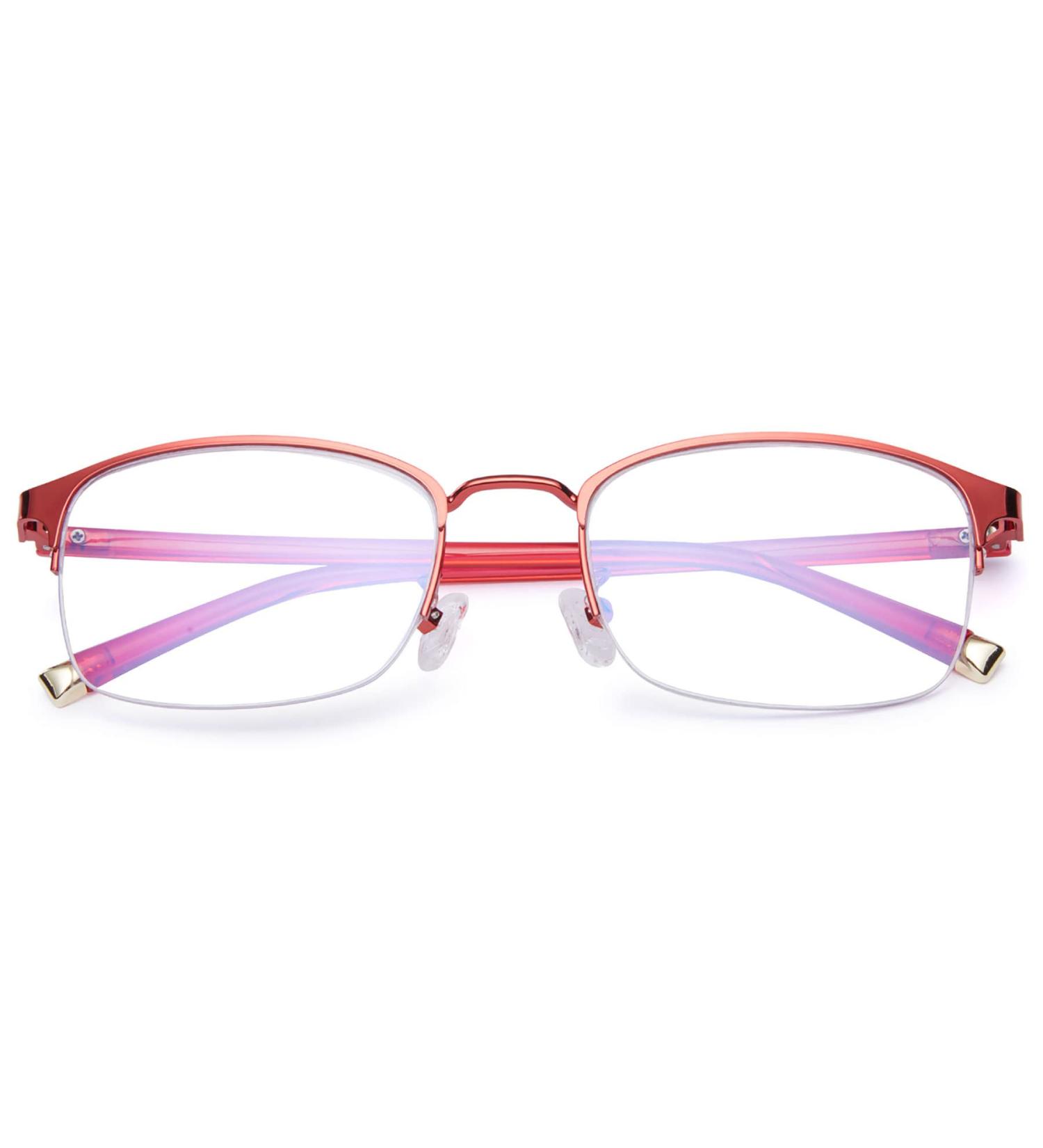 Lanomi Progressive Multifocal Reading Glasses | Blue Light Filter Varifocal Rectangular Glasses for Men & Women | UV400 Anti-Fatigue | Red Semi-Frame - 1.5 Dioptria - Buy Online on GoSupps.com