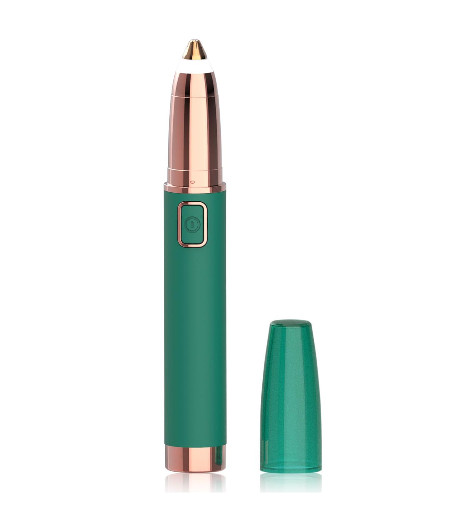 Eyebrow Trimmer for Women - Painless Electric Razor with LED Light for Eyebrows Face Nose Ear Chin and Bikini Detail - Battery Operated (Green - Buy Online on GoSupps.com