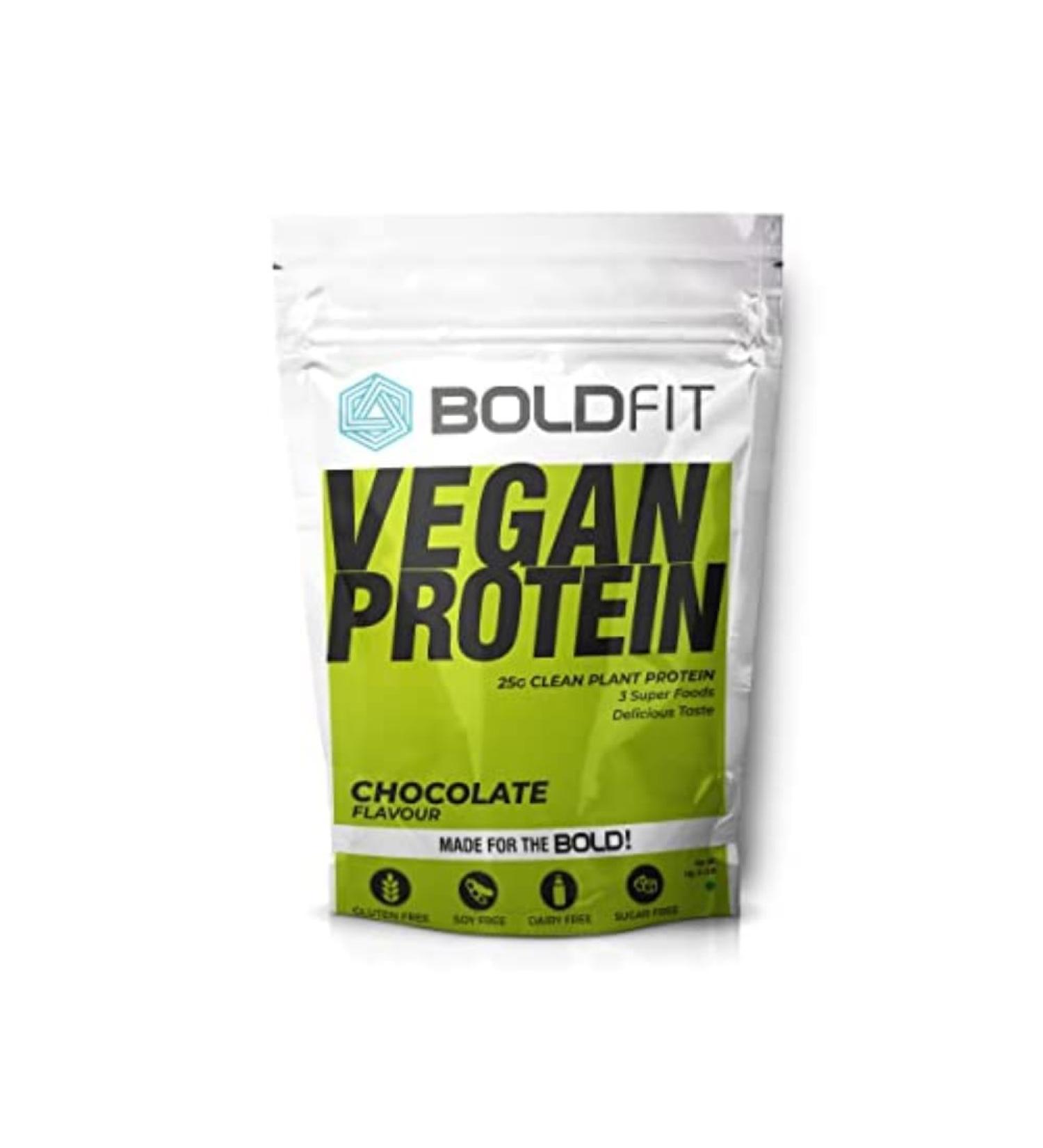 Buy Bold fit Vegan Plant Protein Powder for Men & Women - Supports Metabolism Immunity & Antioxidants - 1kg Chocolate - International Shipping Available - Buy Online on GoSupps.com