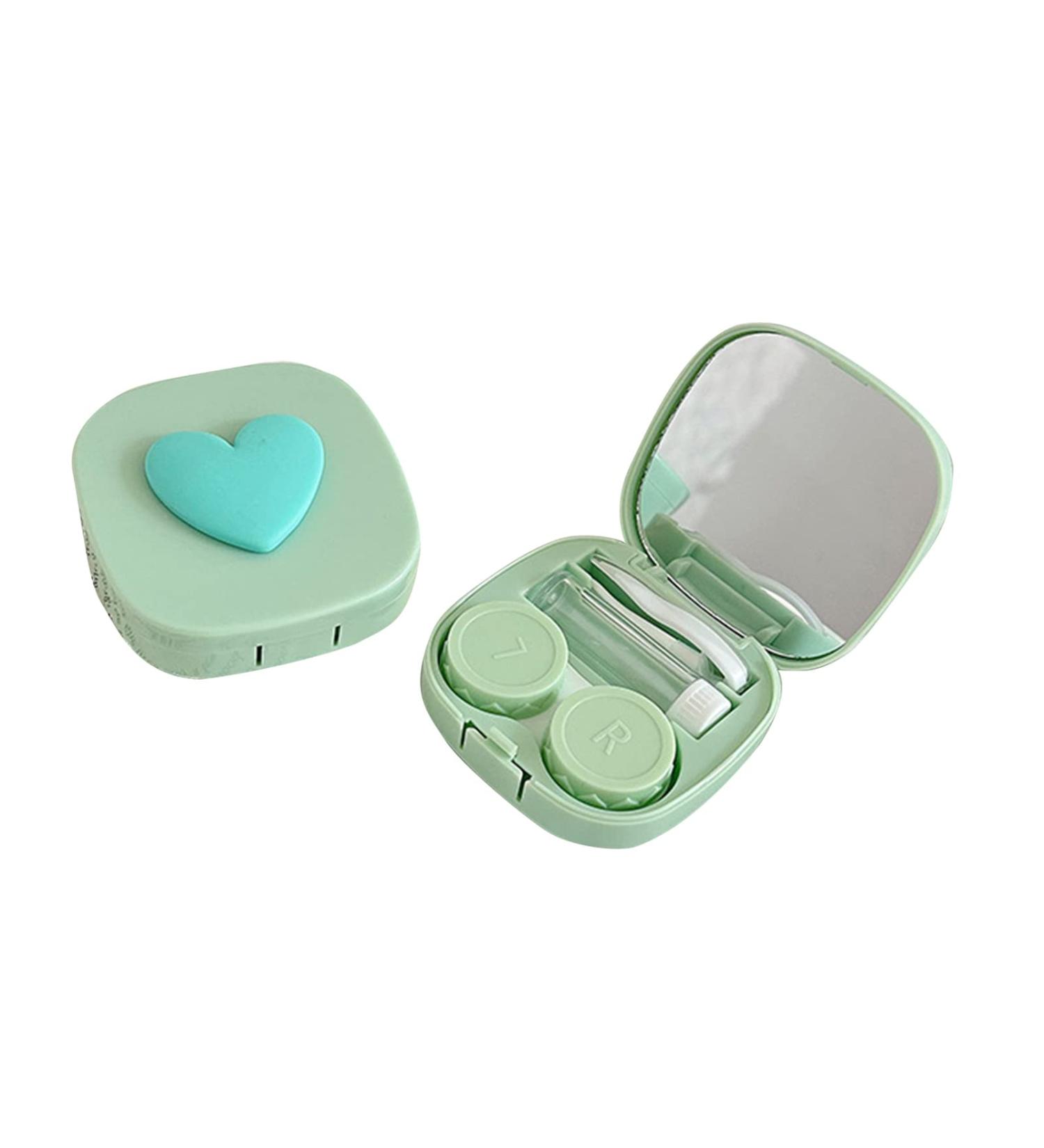 Sayana Sweet Contact Lens Container Set - Portable Colored Lens Case with Tweezers & Distance Tool - Green - Buy Online on GoSupps.com