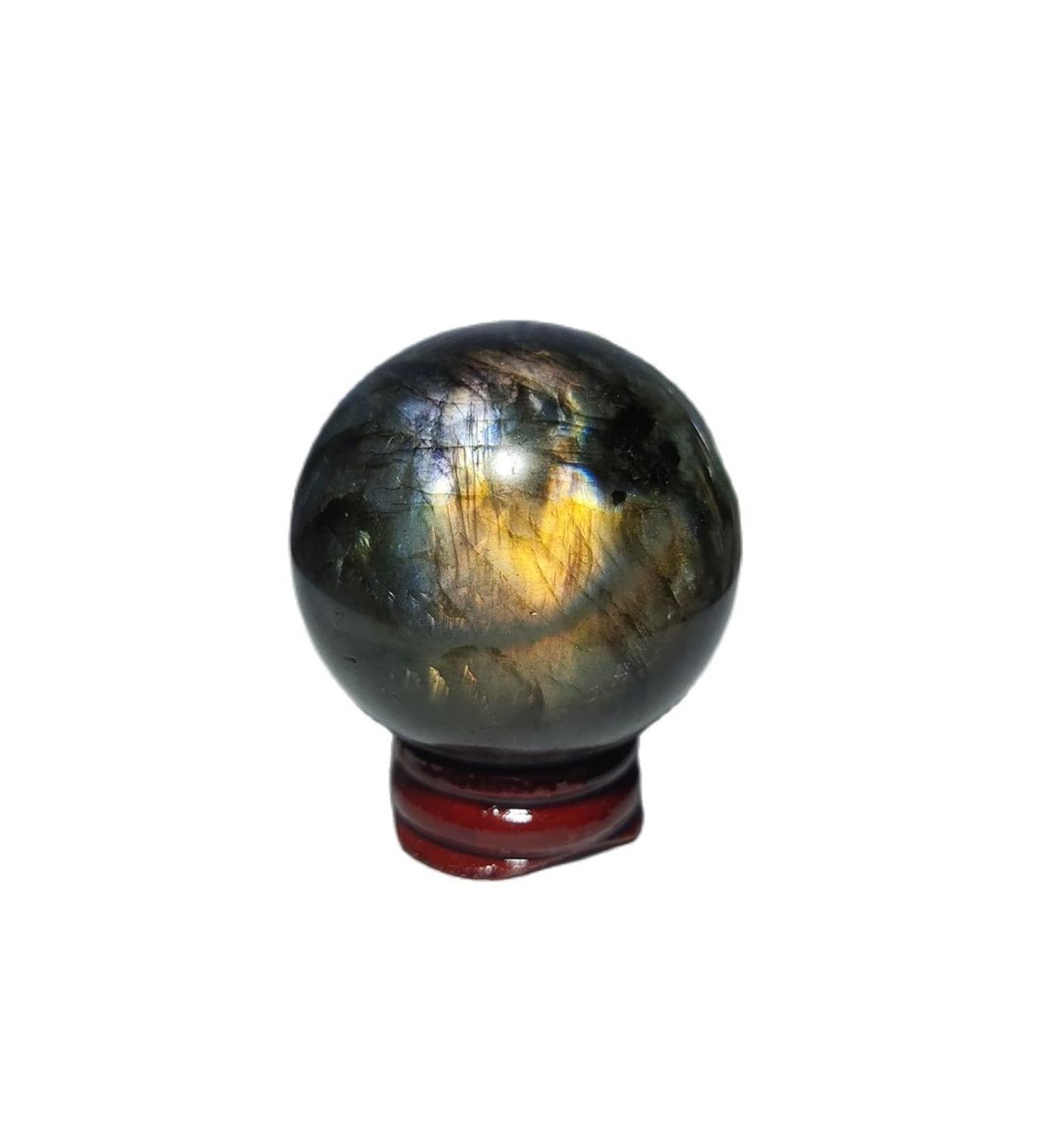 Natural Sphere Natural Labradorite Ball Stone Gemstone and Crystal Original Grinding Home Decoration 1pc (Color : 120-130g)