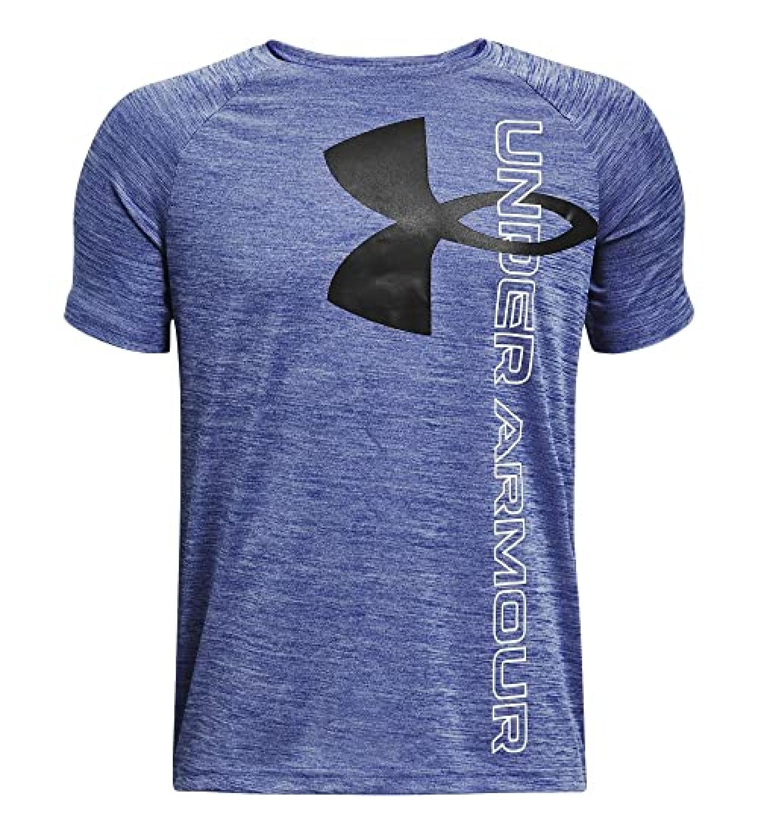 Under Armour Boys' Tech Split Logo Hybrid T-Shirt - Royal Blue/Black - Large - Buy Online on GoSupps.com