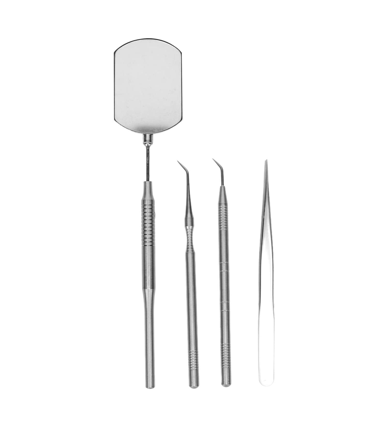 Professional Eyelash Art Tool Set - Stainless Steel Tweezers Mirror & Pickup Sticks for Salons - Silver - Buy Online on GoSupps.com