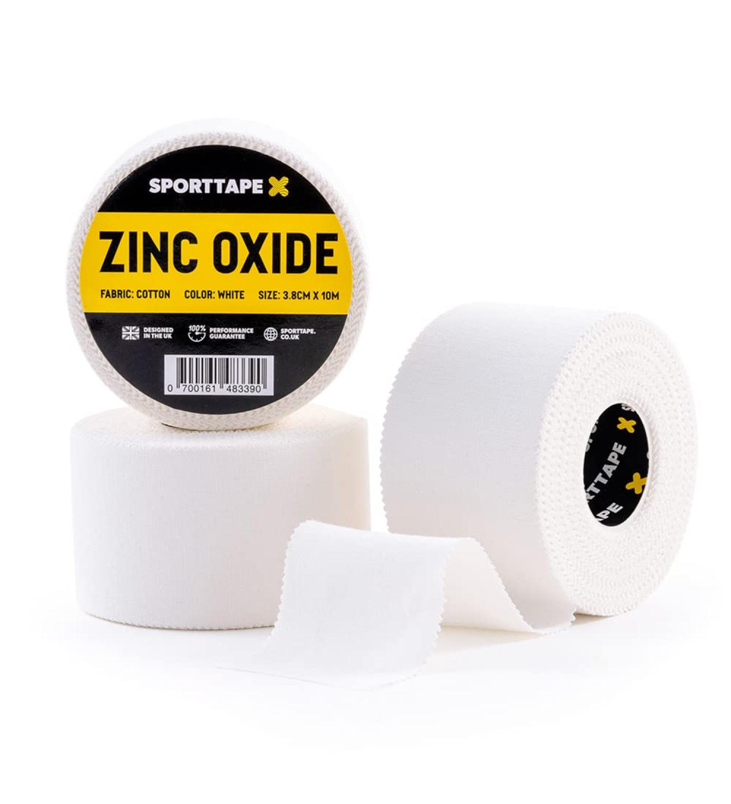 SPORTTAPE Zinc Oxide Tape - 3 Rolls, 3.8cm x 10m, White Athletic Tape for Blister Prevention & Sports Strapping - Rugby, Football, Boxing - Buy Online on GoSupps.com