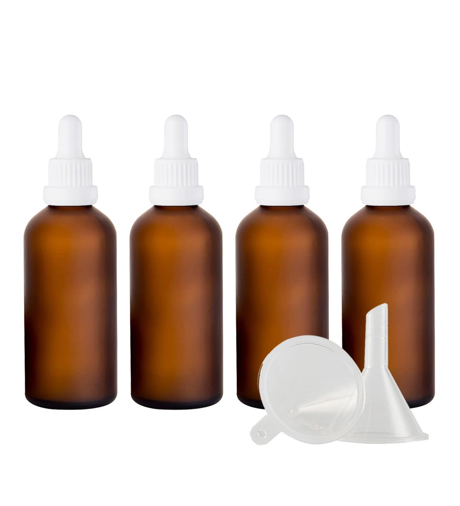 Zeoabsy 4-Pack 100ml Frosted Brown Glass Pipette Bottles - Ideal for Essential Oils & Aromatherapy Secure White Locking Pipette Ring - Buy Online on GoSupps.com