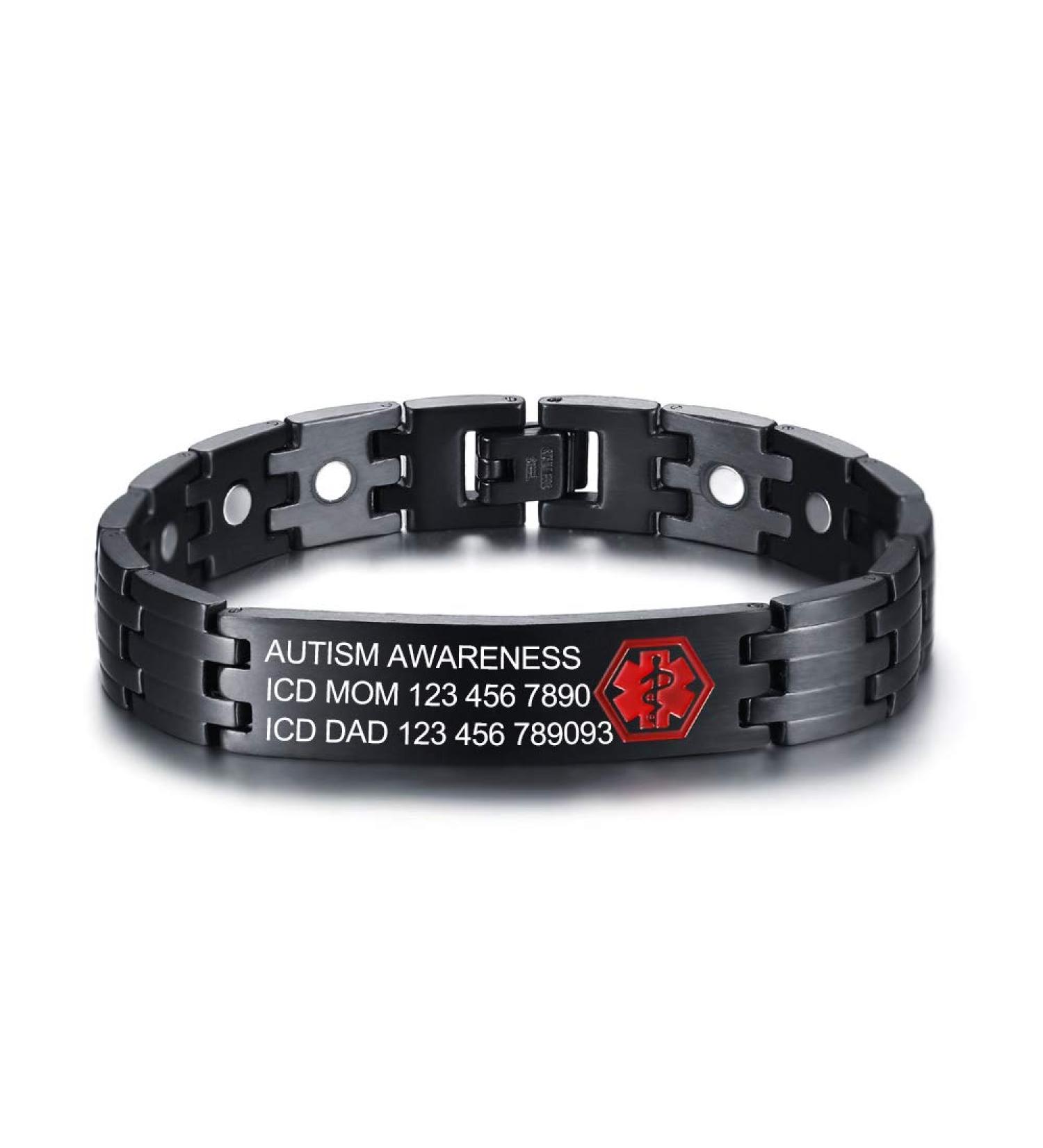 Personalized Medical ID Bracelets for Men & Women | Free Engraving | Emergency Diabetes Alert Jewelry - Buy Online on GoSupps.com