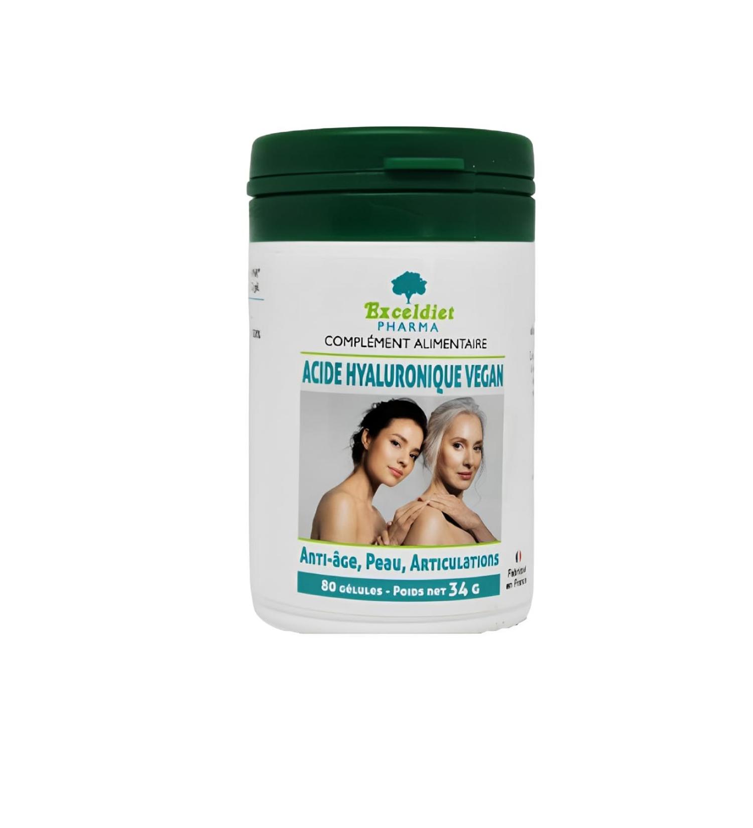 Hyaluronic Acid - Vitamin C | Anti-Aging Anti-Wrinkle Plumping | 80 HPMC Capsules | Hydration Elasticity | Face Neck Hands - Buy Online on GoSupps.com