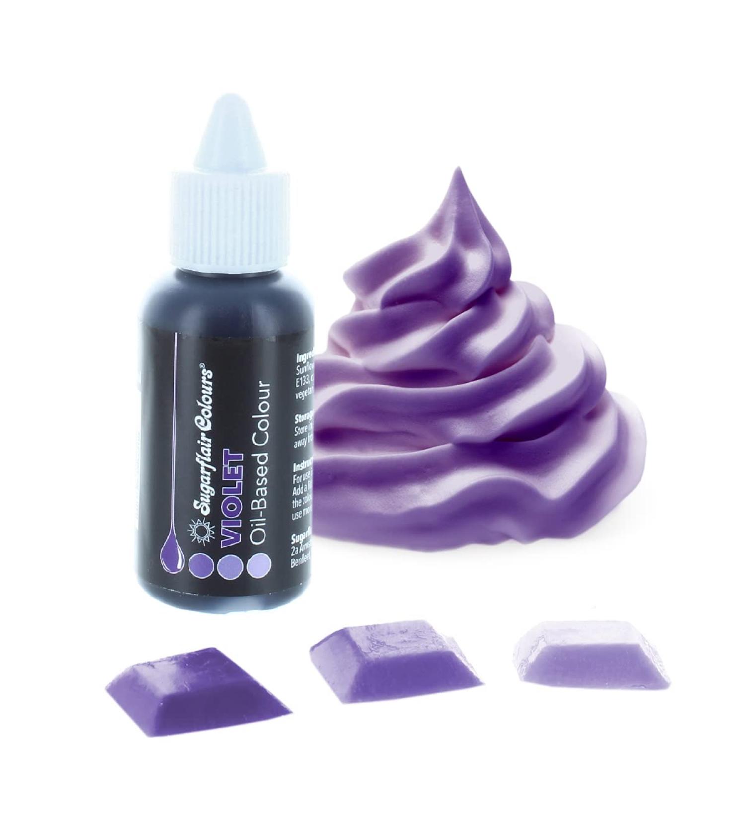 30ml Sugarflair Violet Oil Based Food Colouring - Highly Concentrated Edible Color for High Fat Foods - Perfect for Icing, Buttercream, and Chocolate - Buy Online on GoSupps.com