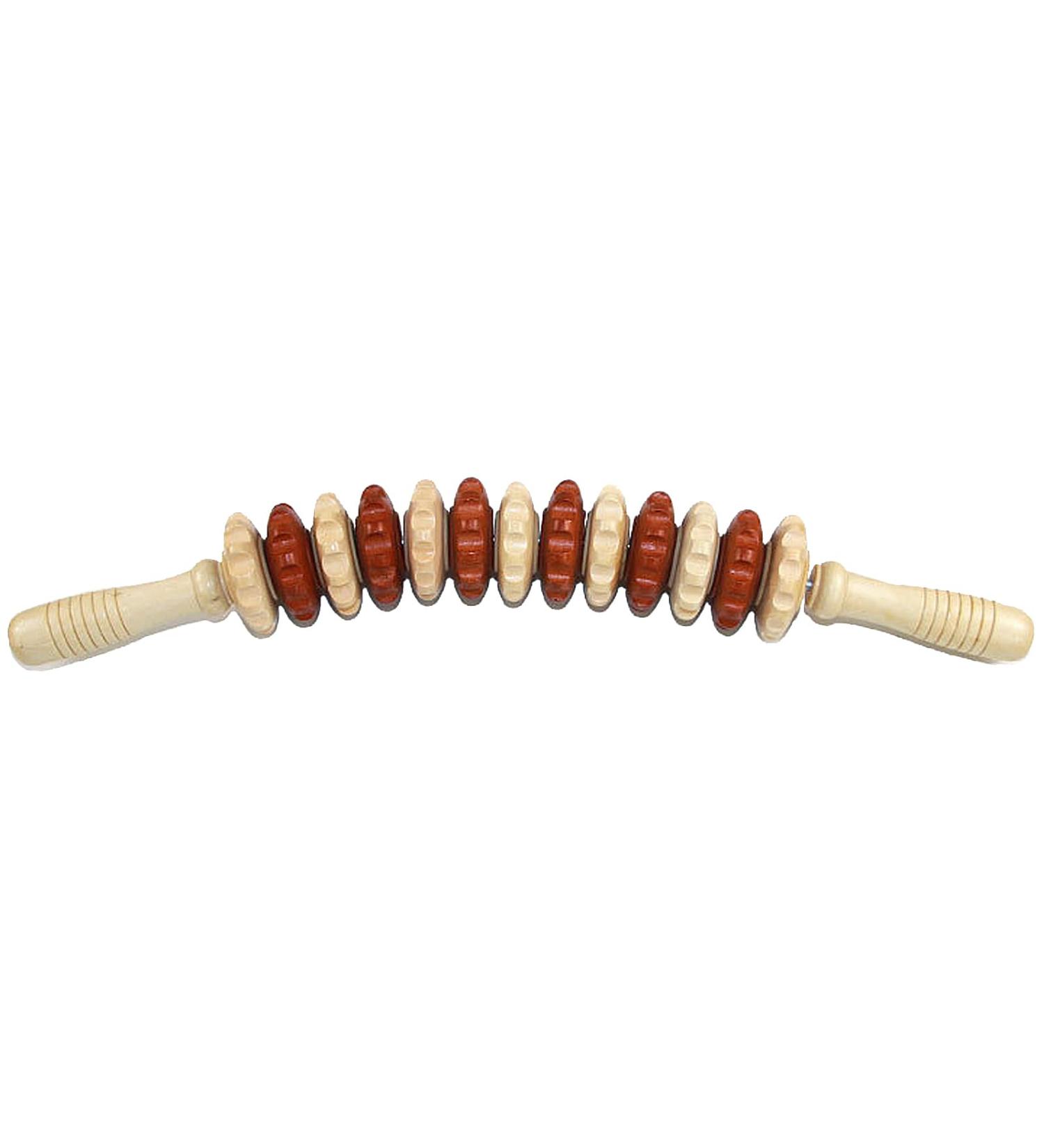 Wooden Massage Roller - Back & Body Massager for Pain Relief Anti-Cellulite Ideal for Sports & Yoga - Natural Wood | Fast International Shipping - Buy Online on GoSupps.com