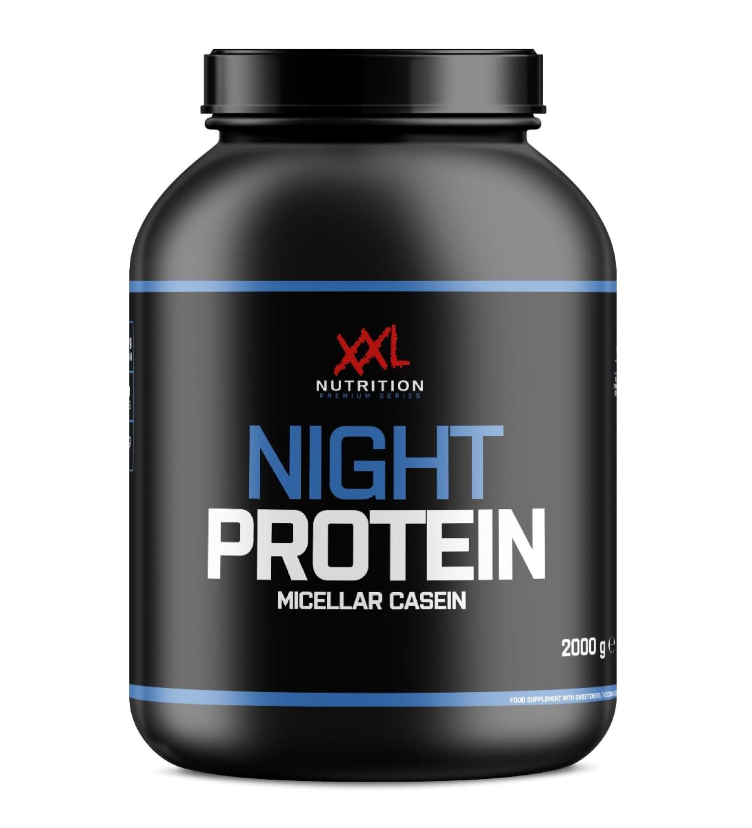 Buy XXL Nutrition Night Protein - Premium Micellar Casein Powder (2000g) - High-Quality Chocolate Flavor for Overnight Muscle Recovery - Buy Online on GoSupps.com