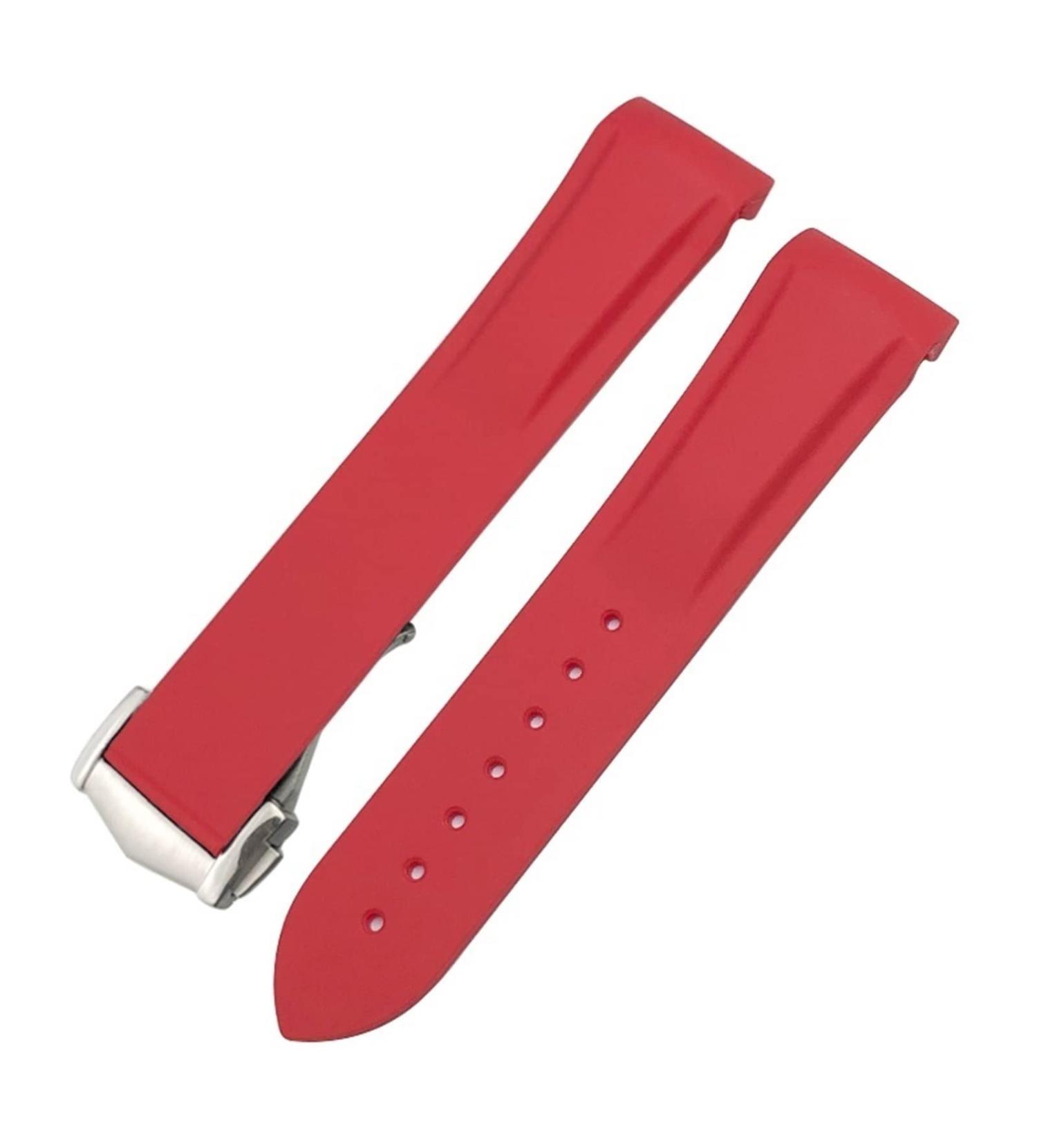 MURVE 22mm Curved Rubber Strap for Omega Speedmaster & Seamaster 300 Red Rose Buckle - Buy Online on GoSupps.com