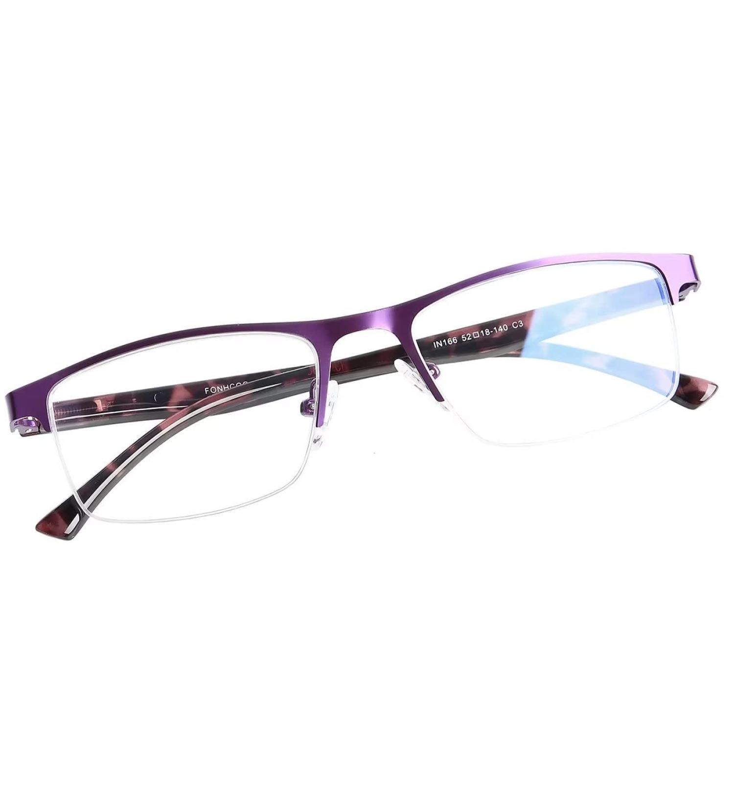 FONHCOO Half-Rim Reading Glasses for Men & Women - Blue Light Filter 4.0x Visual Aid for Seniors - Stylish & Comfortable - Buy Online on GoSupps.com