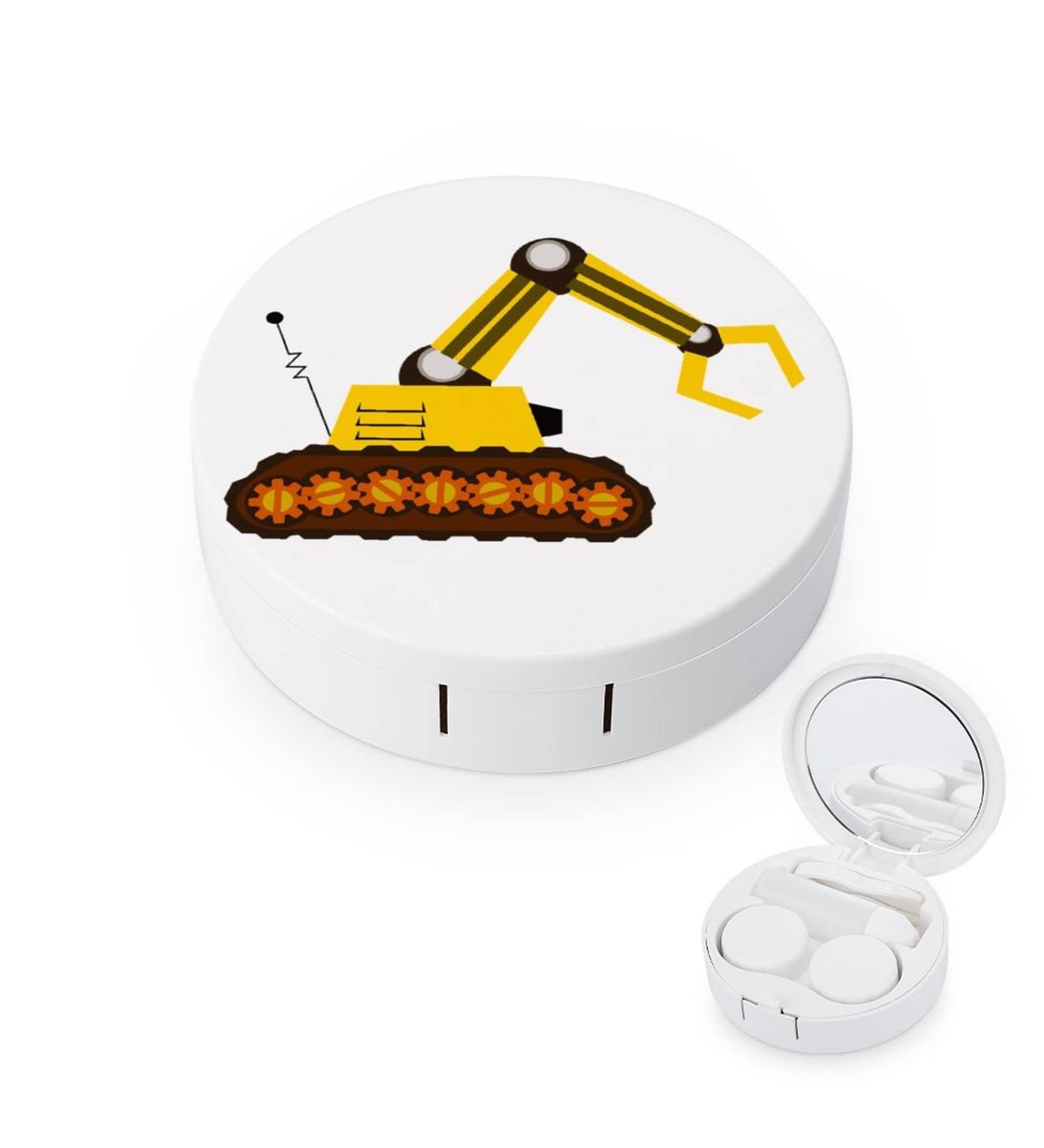 Caterpillar Crane Round Case For Contact Lens Kit Storage Box with Mirror Printed - Buy Online on GoSupps.com