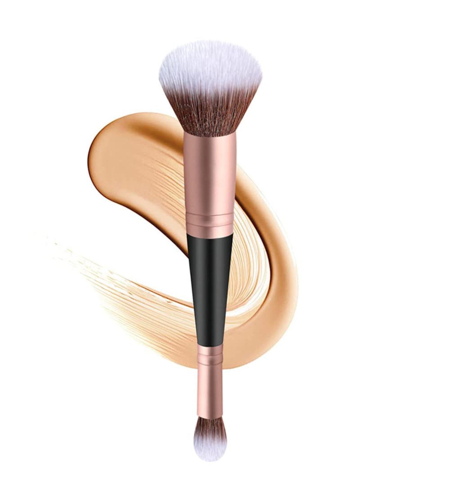 Premium Double-Sided Makeup Brushes | Synthetic Powder & Contour Brush | Rose Gold Makeup Tools - International Shipping Available - Buy Online on GoSupps.com