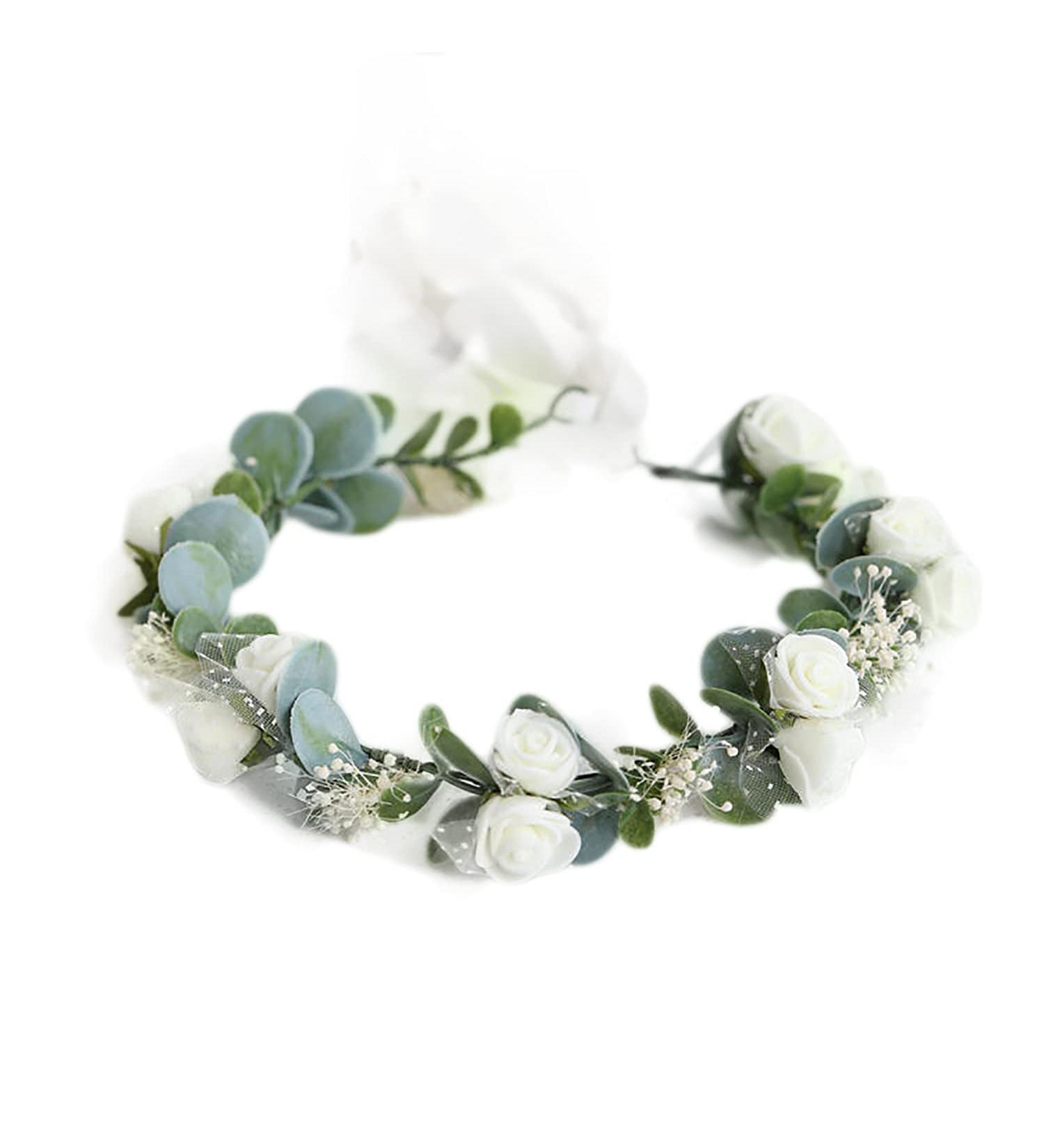 Dlynmoo Boho Flower Crown Green Leaf Bridal Headpiece | Adjustable Photo Prop TG02066 - Buy Online on GoSupps.com