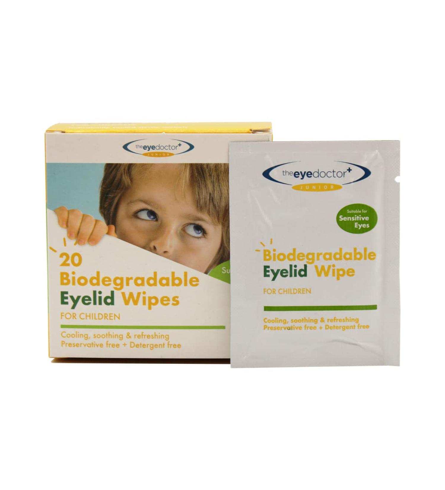 Eye Doctor Junior Eyelid Wipes - 20x Individually Wrapped Kids Eye Cleansing Wipes for Daily Hygiene & Dry Eye Relief - Buy Online on GoSupps.com