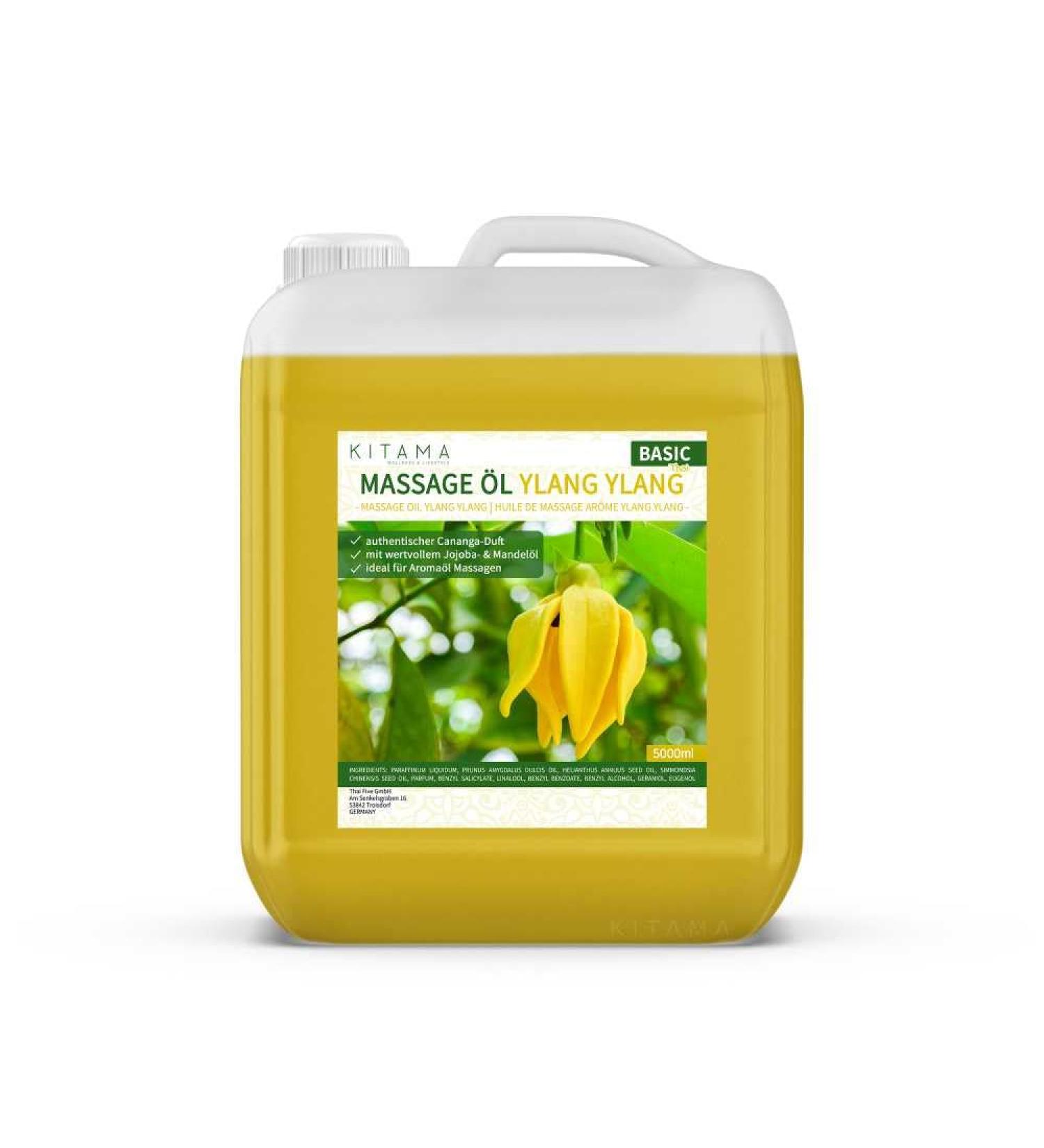KitaMa Ylang Ylang Massage Oil - 5000ml Aroma Body Care Oil for Relaxation - Thai Nourishing Oil for Massages - Buy Online on GoSupps.com