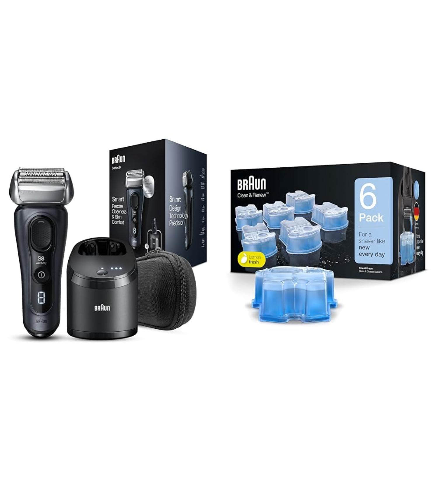 Braun Series 8 8453cc Electric Shaver + Braun Clean & Renew Refill Cartridges (6 Pack) Electric Shaver+ Shaver 6 Pack - Buy Online on GoSupps.com