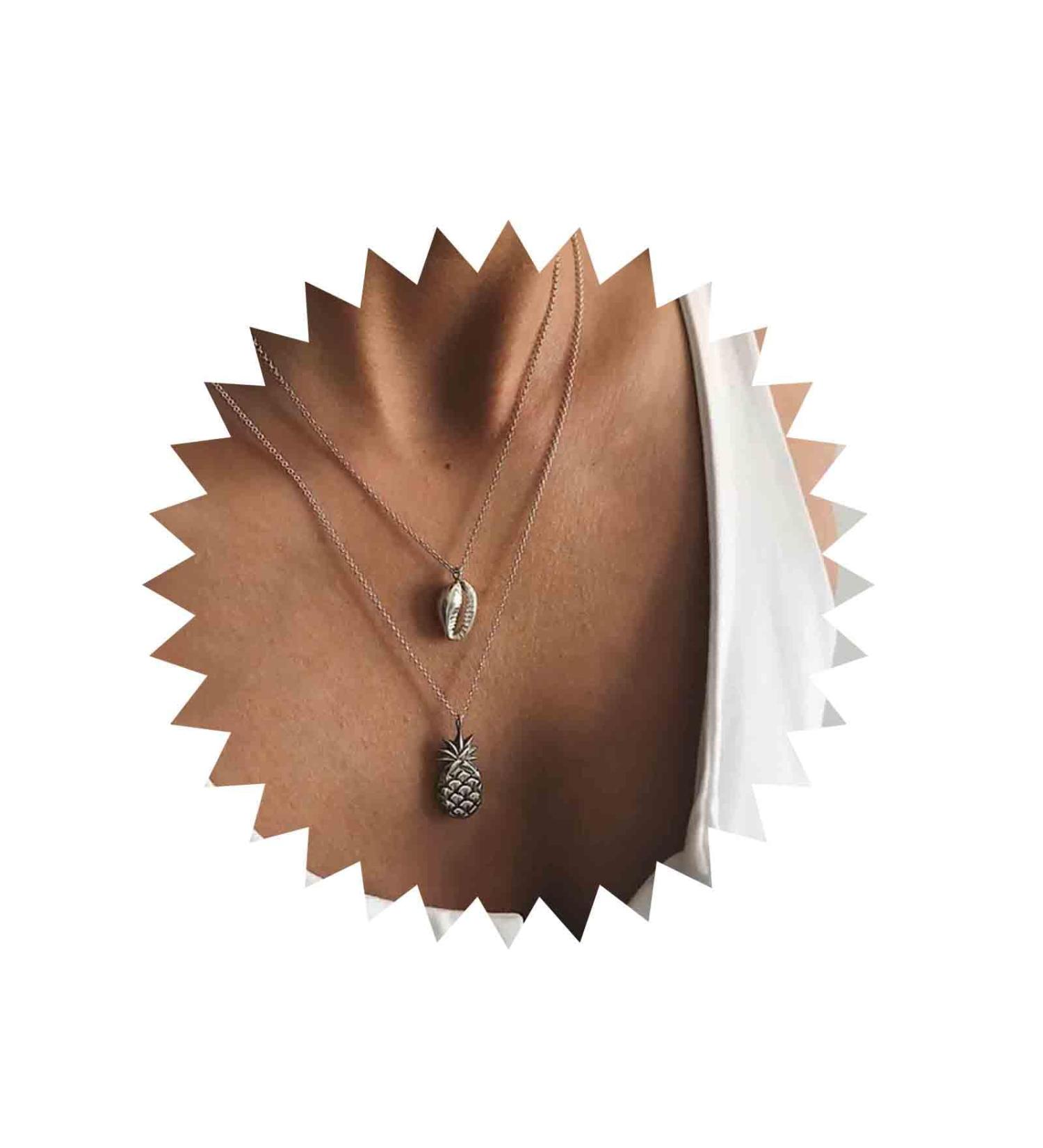 Boho Layered Shell Pineapple Choker Necklace | Vintage Cowrie Shell Beach Jewelry for Women | Perfect Gift - Buy Online on GoSupps.com