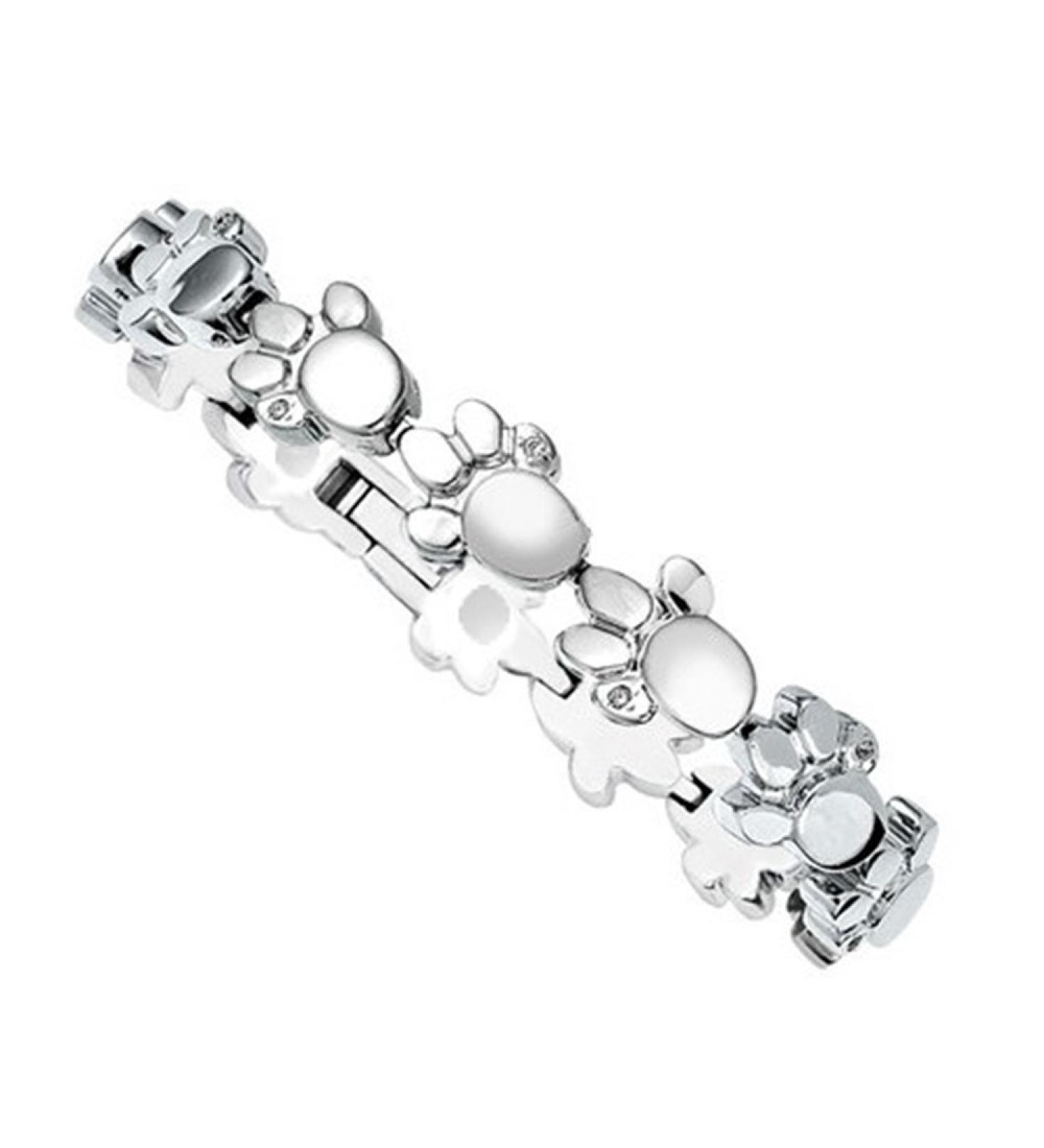 Animal paws magnetic therapy bracelet with Swarovski crystals Energetix 2153 silver size M XL