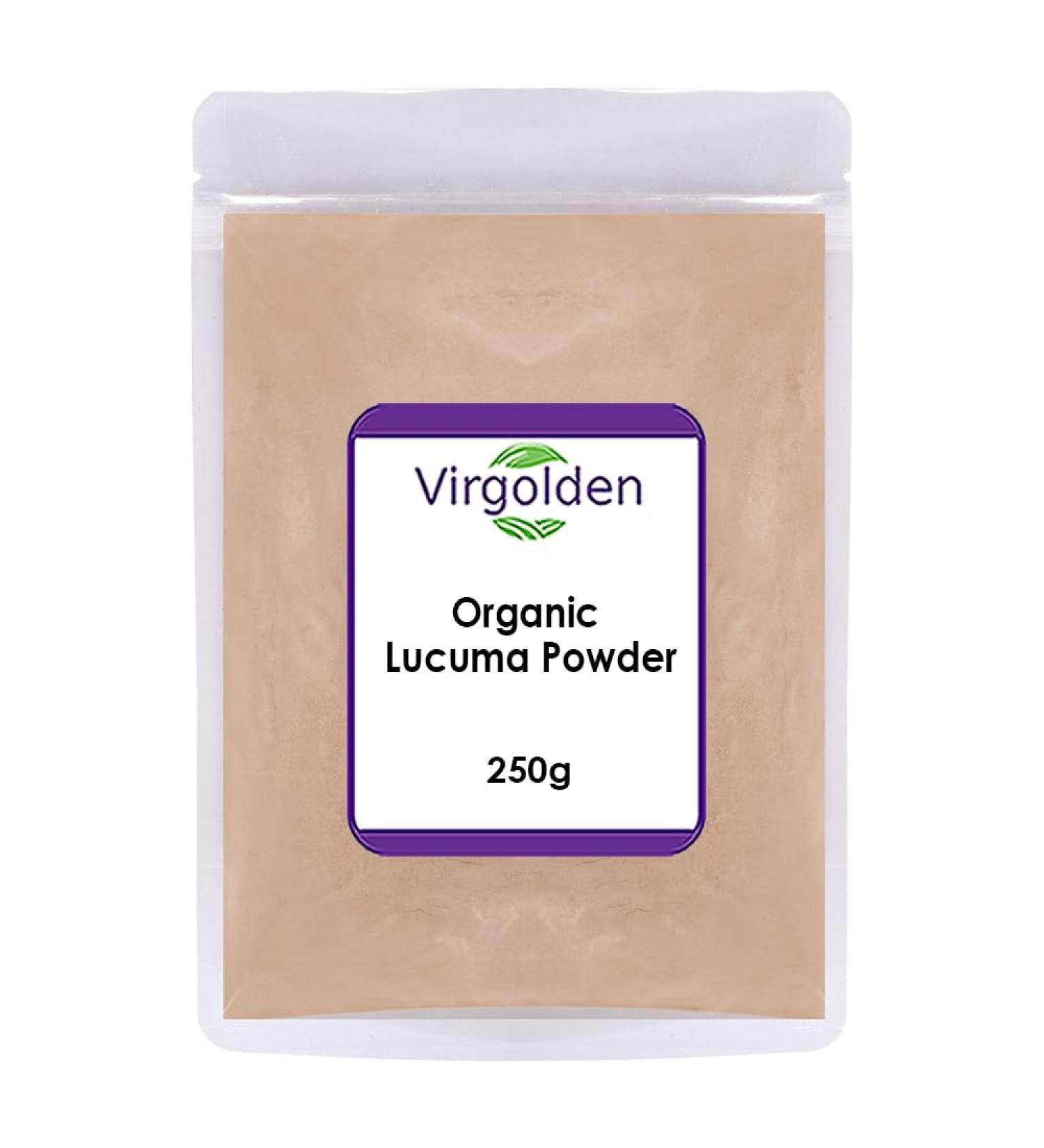Organic Lucuma Powder 250g by Virgolden - Tasty Addition to Smoothies Cereal Baked Goods Ice Cream and More