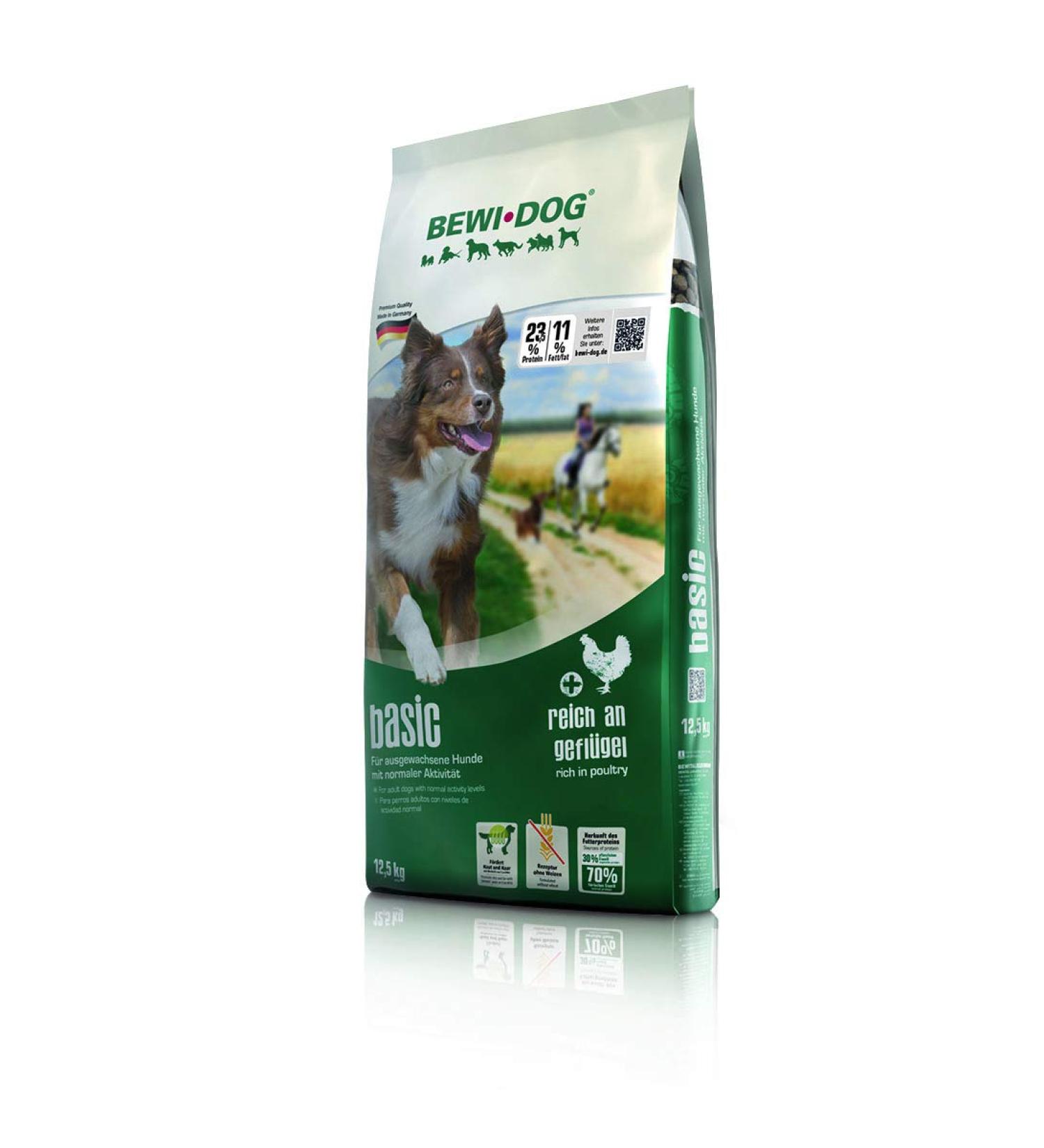 BEWI DOG Basic - Dry Dog Food - 12.5 kg - Wheat and Soy Free - 80% Animal Protein - for Large Medium and Small Breeds