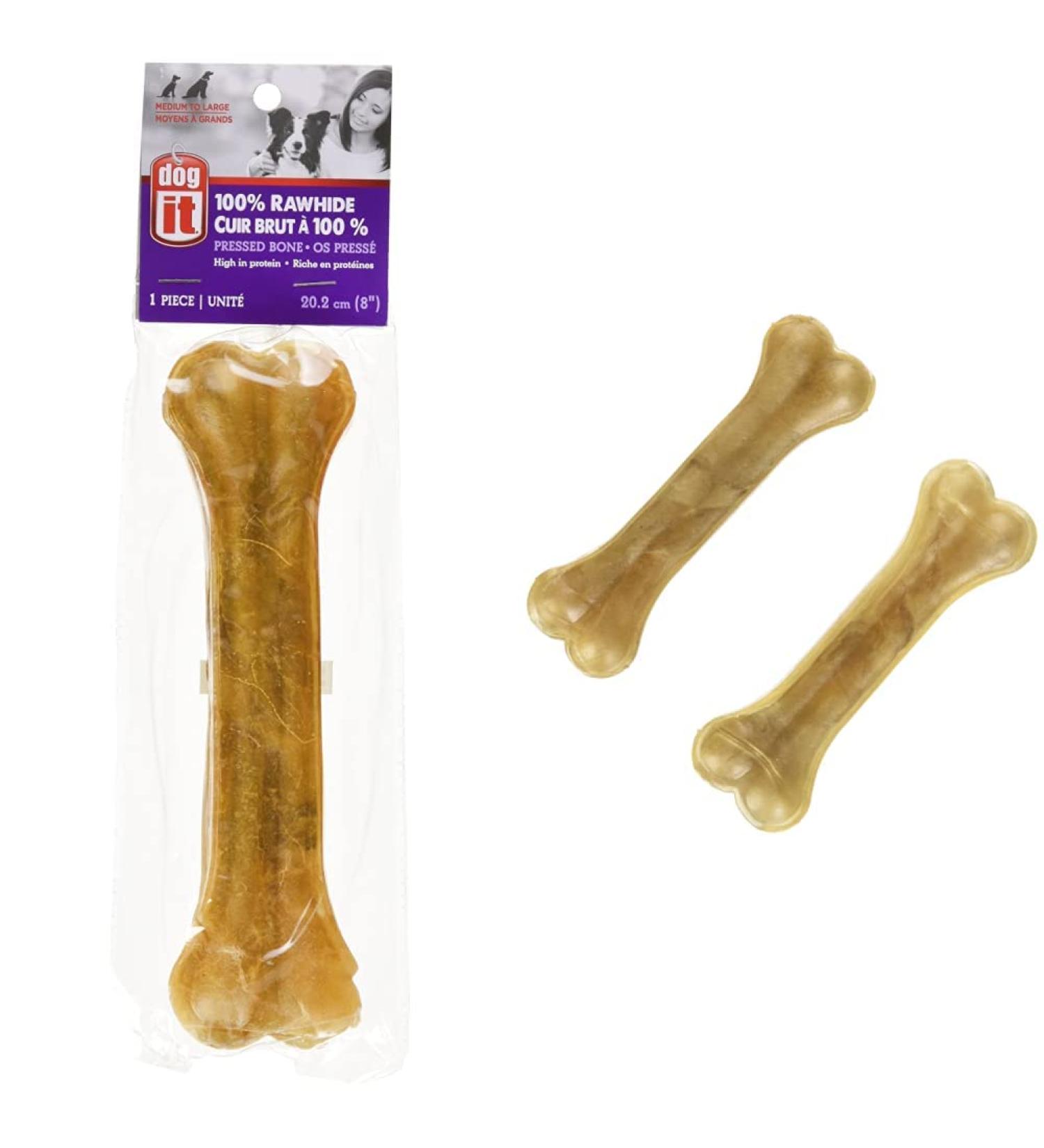Dogit Pressed Rawhide Knuckle Bone - Extra Large 20cm (8-Inch) + Large 15cm (6-Inch) 2-Pack