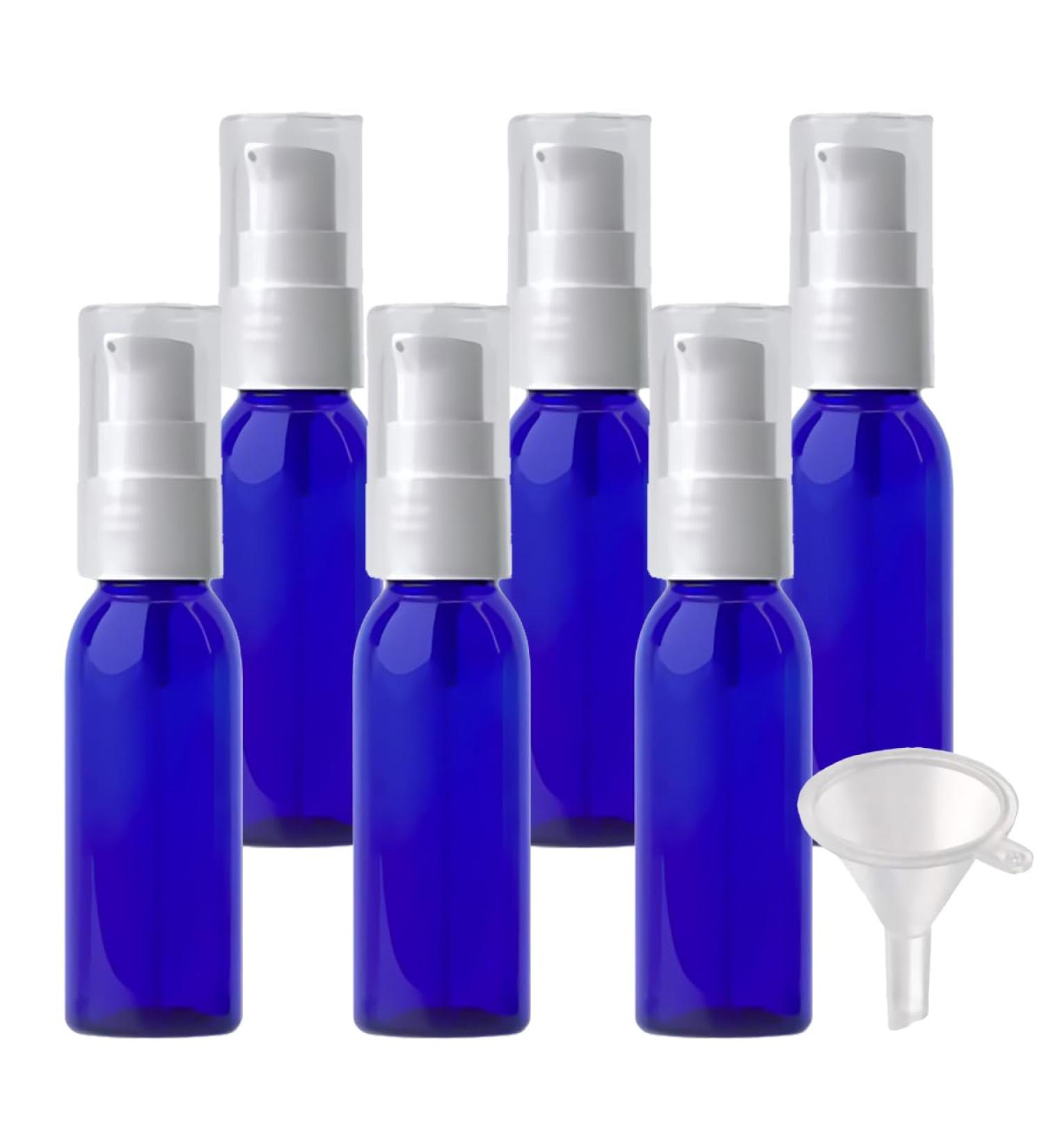 ZEOABSY 6 Pieces 30 ml Blue Lotion Bottles with WhiteÂ Pump 30ml Empty PET Plastic Lotion Pump Bottle Cosmetic Gel Travel Container for Cosmetic Make up Cleaning + 1 x Funnel Blue 30ml - Buy Online on GoSupps.com
