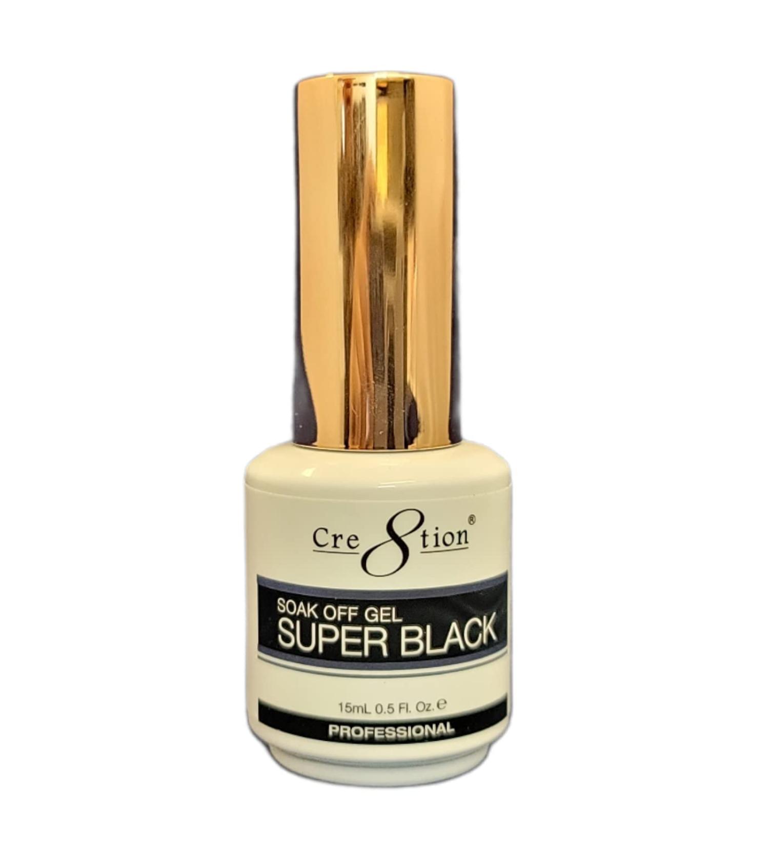 Cre8tion Soak Off Gel System - Super Black (0.5 oz)