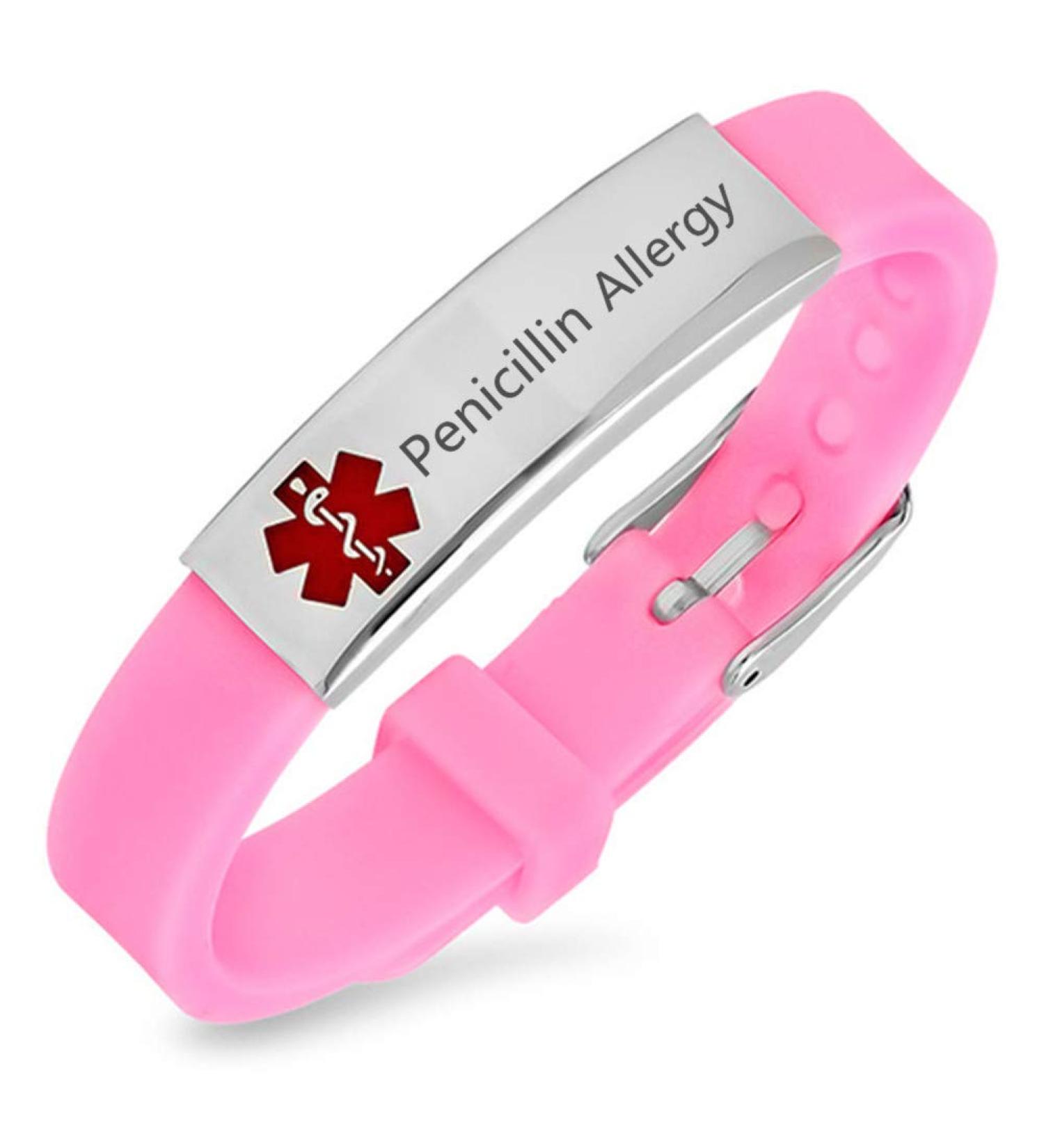 Custom Adjustable Silicone Medical Alert Bracelet | Food Allergy Awareness | Free Engraving for Women Men & Kids | Daily Life Emergency Saver - Buy Online on GoSupps.com