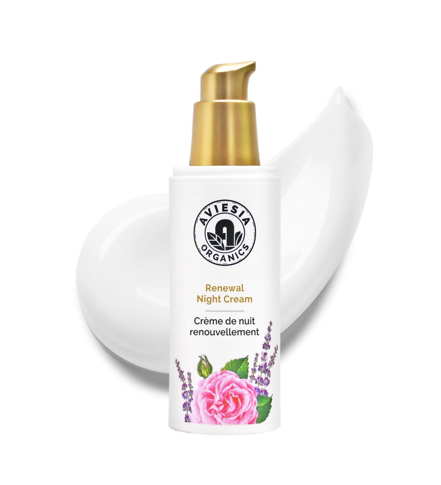 Aviesia Organics Renewal Night Cream - USDA Certified- NO Alcohol. NO Parabens. NO Artificial Fragrance. Deep Moisturizer for Hydrating.Repairing.Replumping .Perfect for dry skin (60ML) 1.7 Fl Oz (Pack of 1) - Buy Online on GoSupps.com