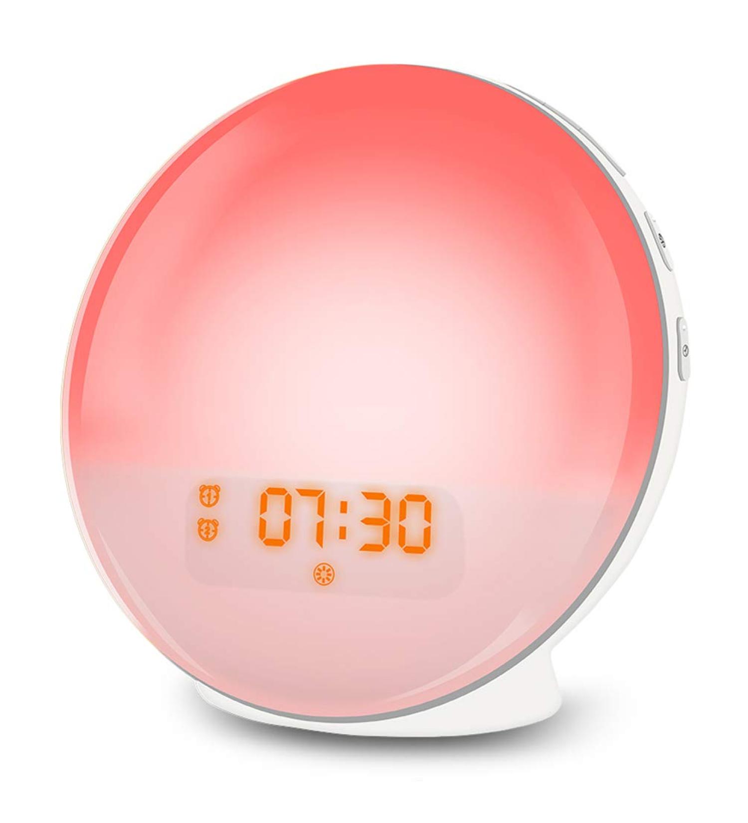 Light Alarm Clock with Sunrise Simulation | LED Wake Up Light & FM Radio | 7 Colors & Alarm Tones for Kids & Adults - Buy Online on GoSupps.com