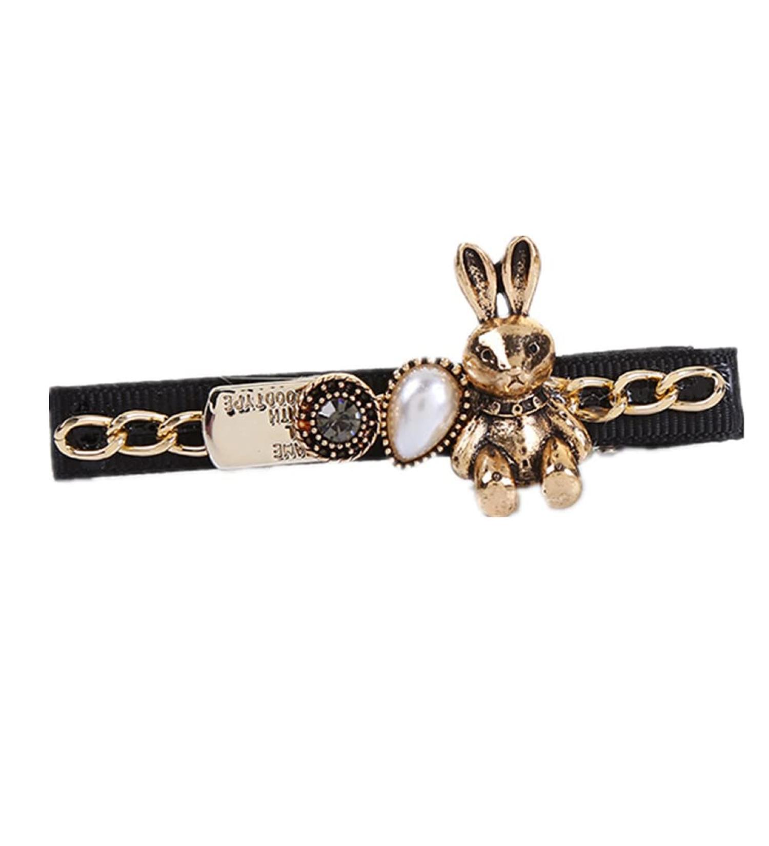 Vintage Easter Bunny Design Women Hair Clip Girl Bangs Side Barrettes Accessories Punk (A)