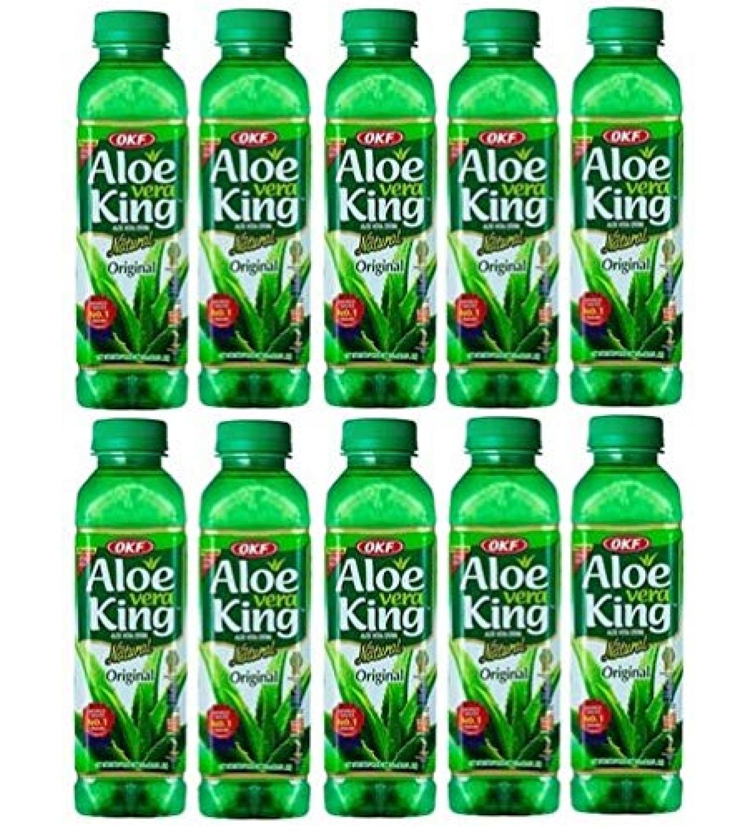 The Link OKF King Drink Original 10 x 500ml Aloe Vera Bottles with Deposit Bottle