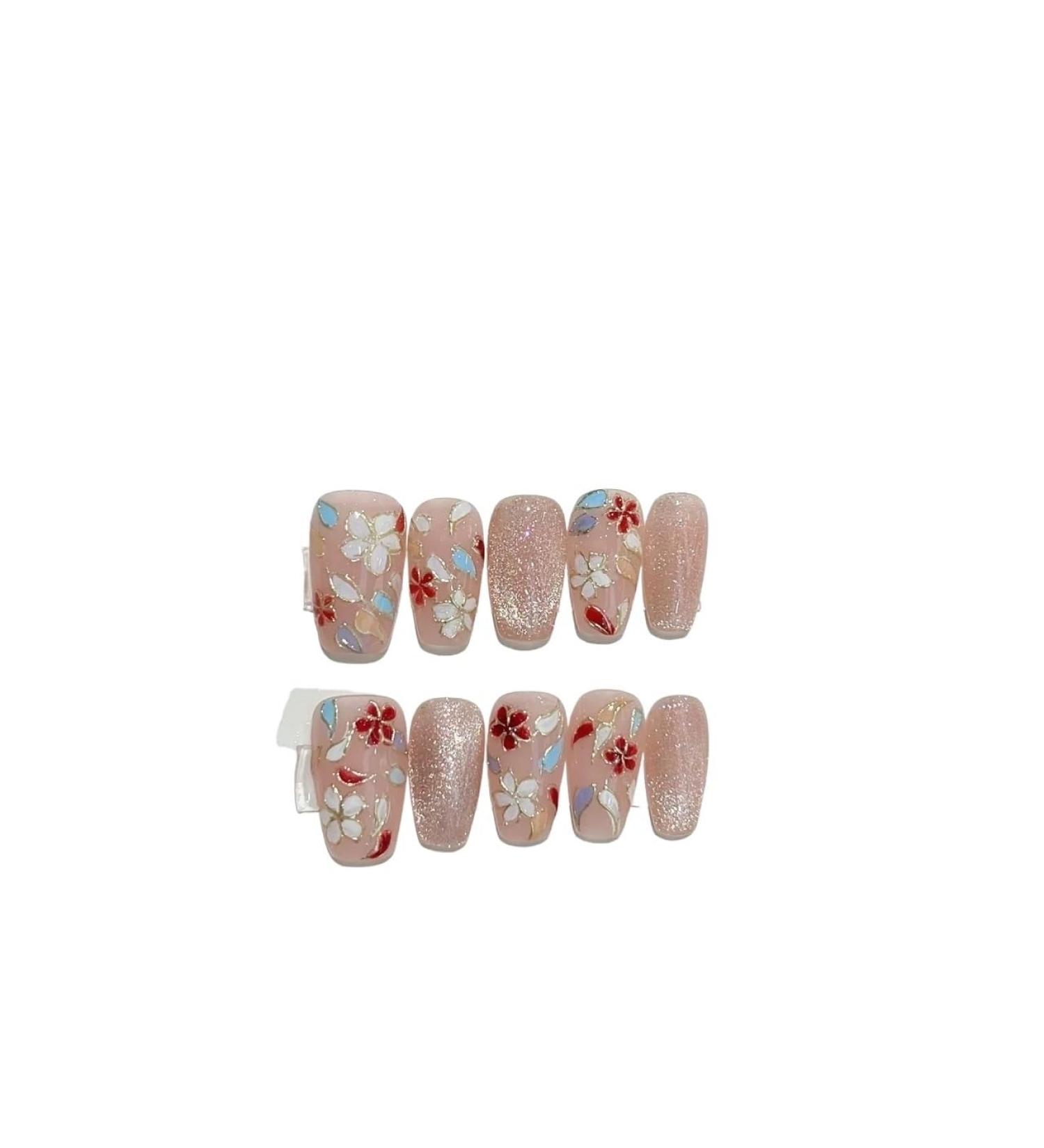 Handmade acrylic pink blush wearable false nails with glue full cover short press on nails lovely girls Nail enhancement (Color : 5 Size : M) - Buy Online on GoSupps.com