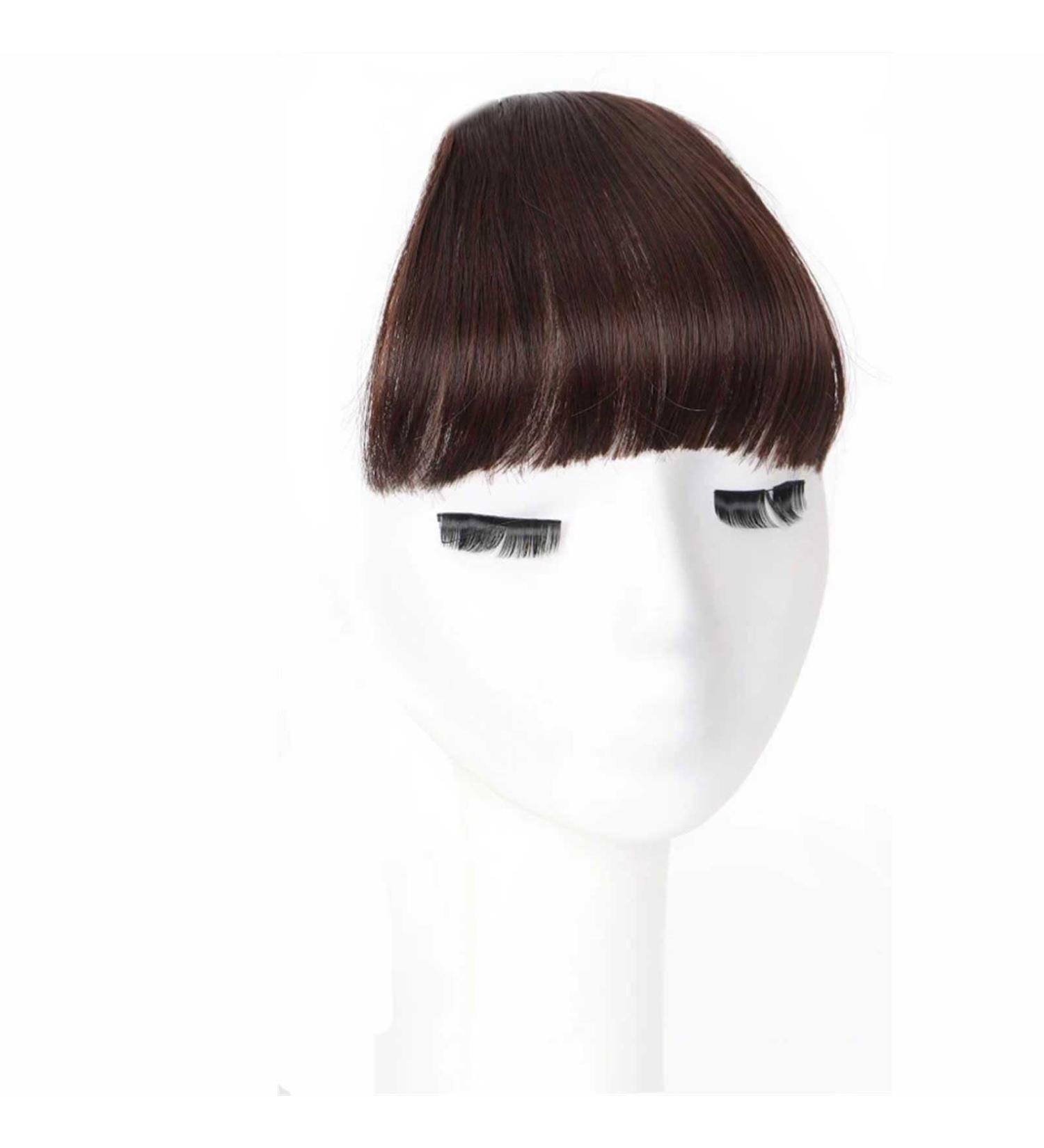 Bangs Clip in Bangs-Fake Bangs Hair Clip Dark Brown Clip on Bangs Real Human Hair Air Curtain Bangs for Women Clips Bangs Hair Extensions Fringe Curved Bangs for Women Curved Bangs for Daily Wear ( T1B/4/27
