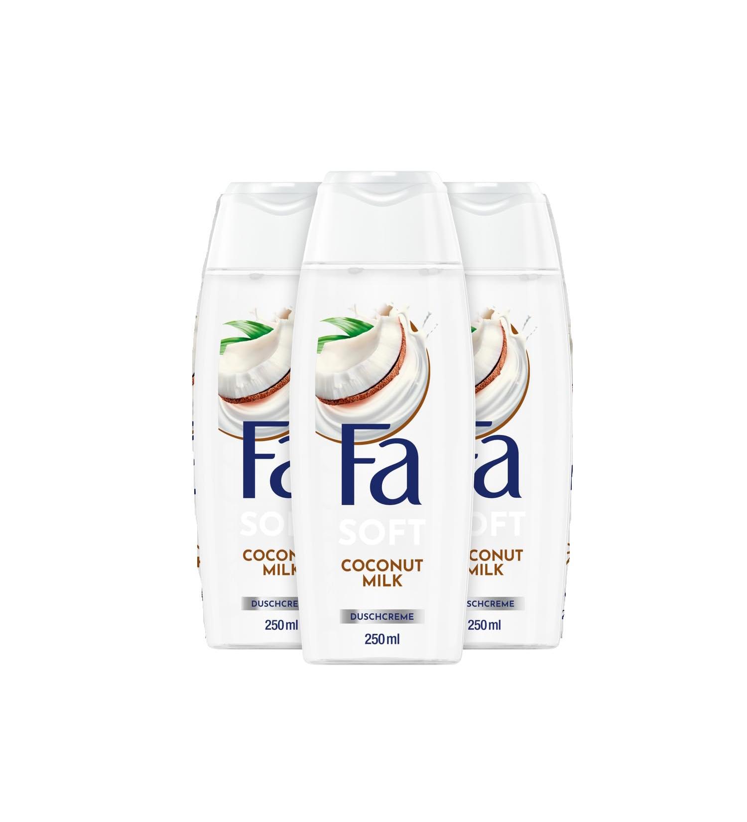 Fa Caring shower gel coconut milk with natural coconut extract and the exotic nourishing scent of coconut milk 3 x 250 ml - Buy Online on GoSupps.com