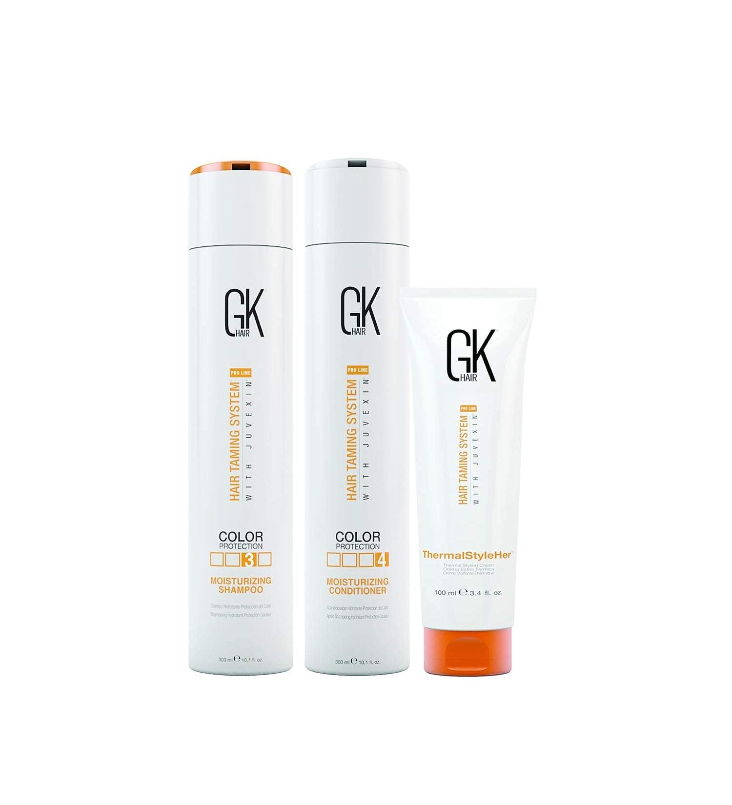  GK HAIR GK Hair Global Keratin Shampoo and Moisturizing Conditioner 300ml ThermalStyleHer 100ml Heat and Frizz Protection - Buy Online on GoSupps.com
