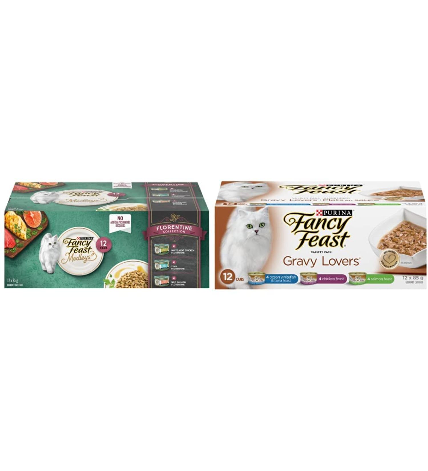 Fancy Feast Wet Cat Food Elegant Medleys Florentine + Gravy Lovers Variety Pack (24 Cans) Florentine Collection Florentine Variety Pack + Cat Food - Buy Online on GoSupps.com