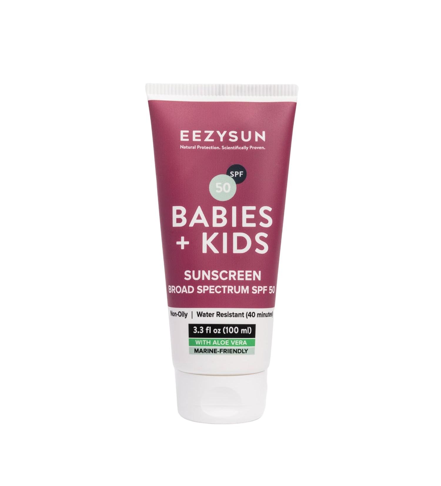 Buy SPF 50 Mineral Sunscreen for Babies & Kids | Sensitive Skin | Aloe Vera | Travel Size | Cruelty-Free & Reef-Safe - 3.3 FL OZ - Buy Online on GoSupps.com