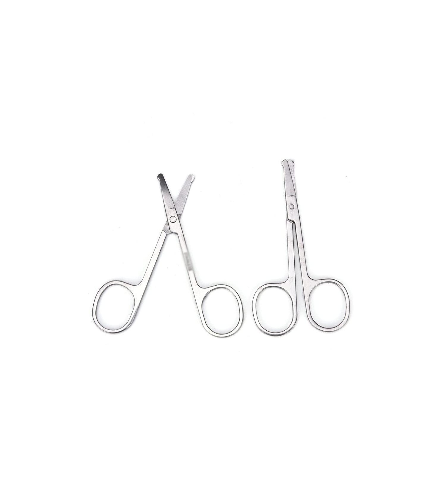Premium Stainless Steel Nose Hair Trimmer & Ear Hair Scissors Set - 2PC Beauty Tool for Men & Women | Precision Hair Removal - Buy Online on GoSupps.com