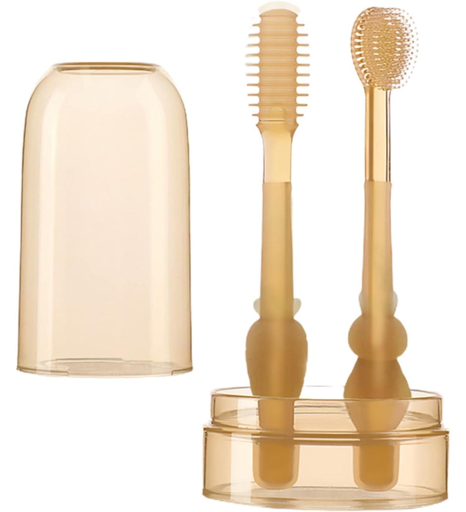 JJLFresheners Baby Toothbrush Set - 360 Silicone Dental Care for Infants (6-12 Months) | Carrot Tongue Brush & Bath Toys - Buy Online on GoSupps.com