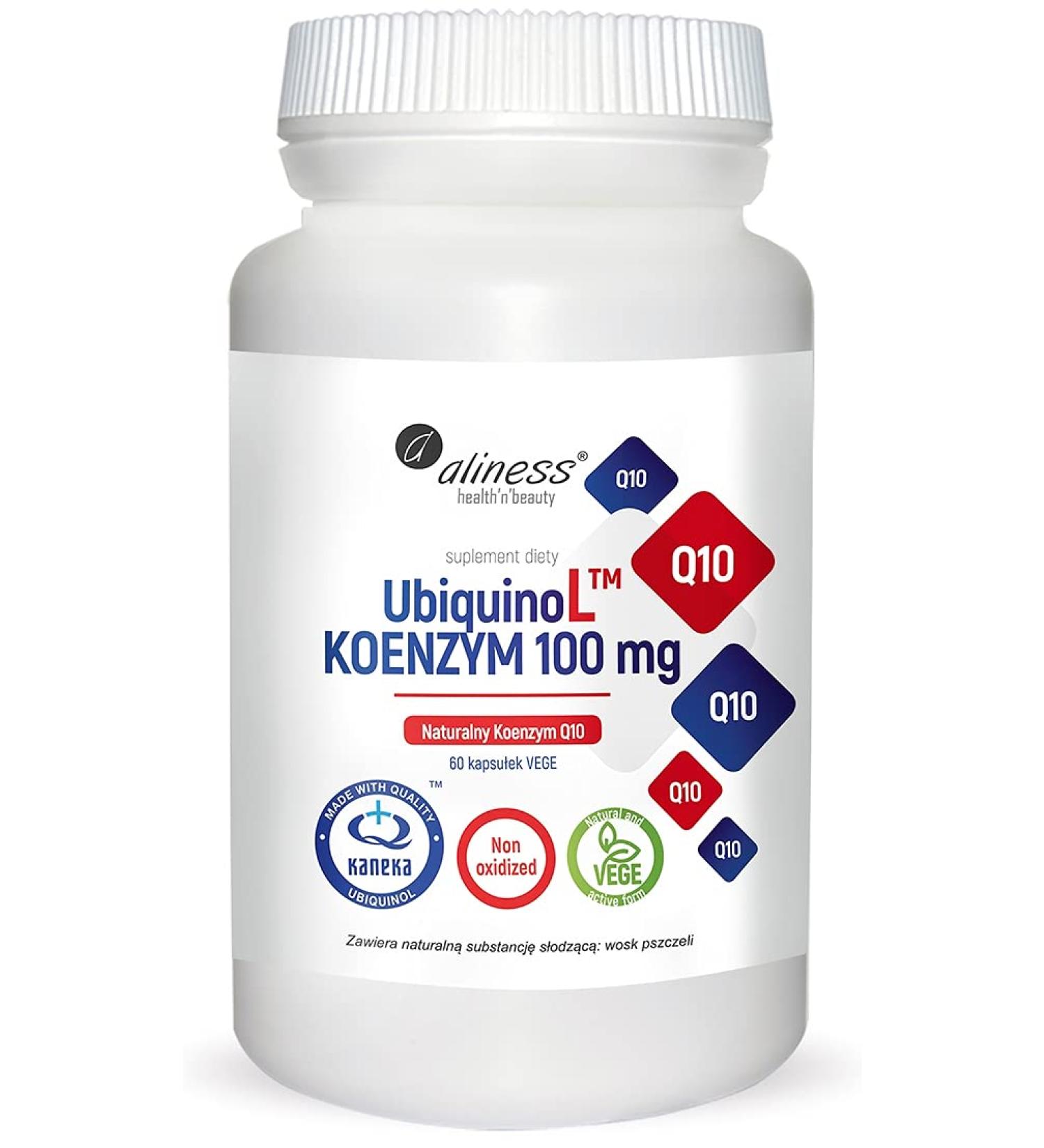 Aliness - Ubiquinol Kaneka - Natural Coenzyme Q10 100mg - Energy generation in the cells - Dietary supplements - 60 capsules (2 months)