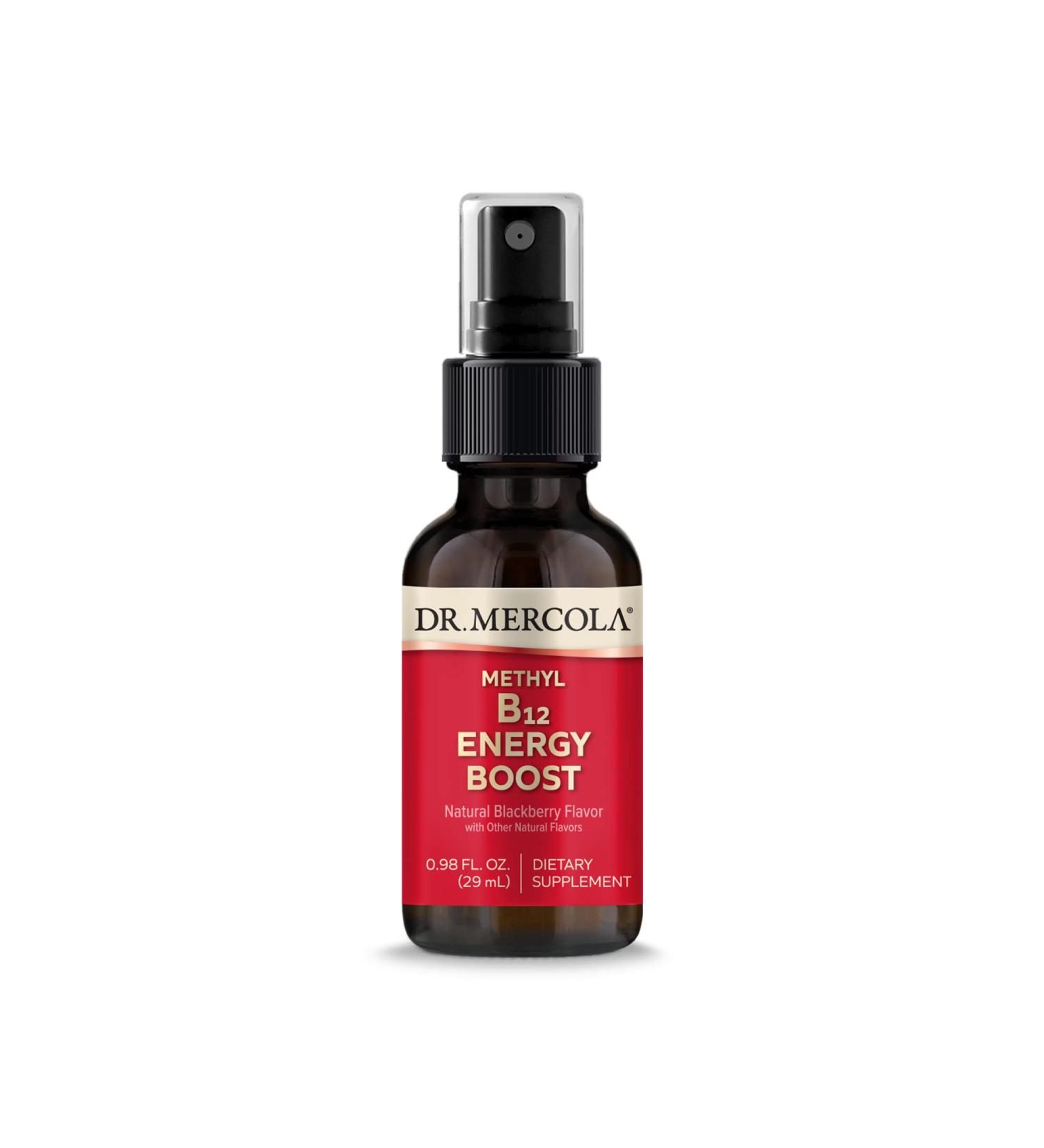 Dr. Mercola Methyl B12 Energy Boost Spray 0.98 fl. oz - Supports Energy & Cognitive Health (39 Servings) - Non GMO, Soy & Gluten Free - Buy Online on GoSupps.com