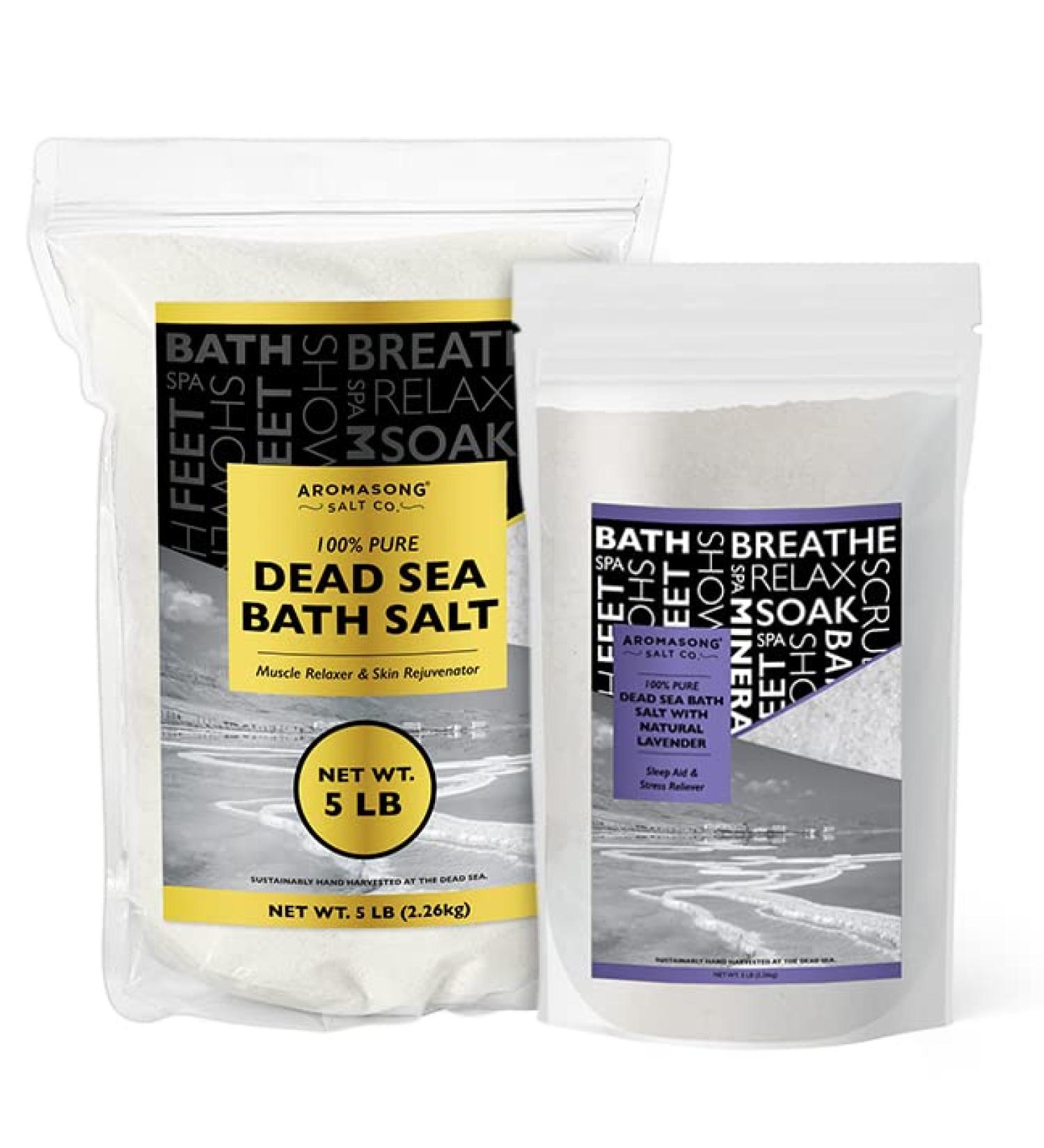 Aromasong 100% Pure Dead Sea Salt (5 LB) Infused with Lavender Essential Oil - Bath Soak for Tired Muscles & Skin Issues - Buy Online on GoSupps.com