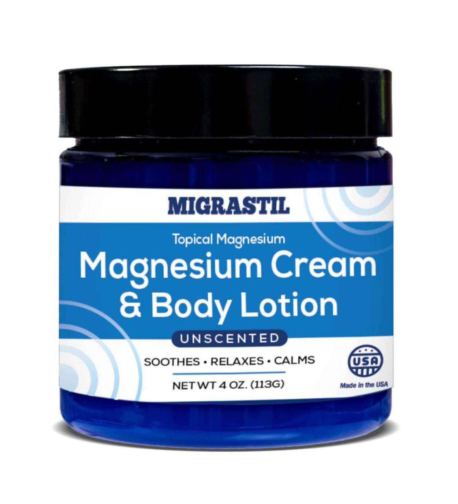 Topical Magnesium Cream & Body Lotion - 4oz for Sleep & Sore Muscle Relief | Unscented - Made in the USA - Buy Online on GoSupps.com